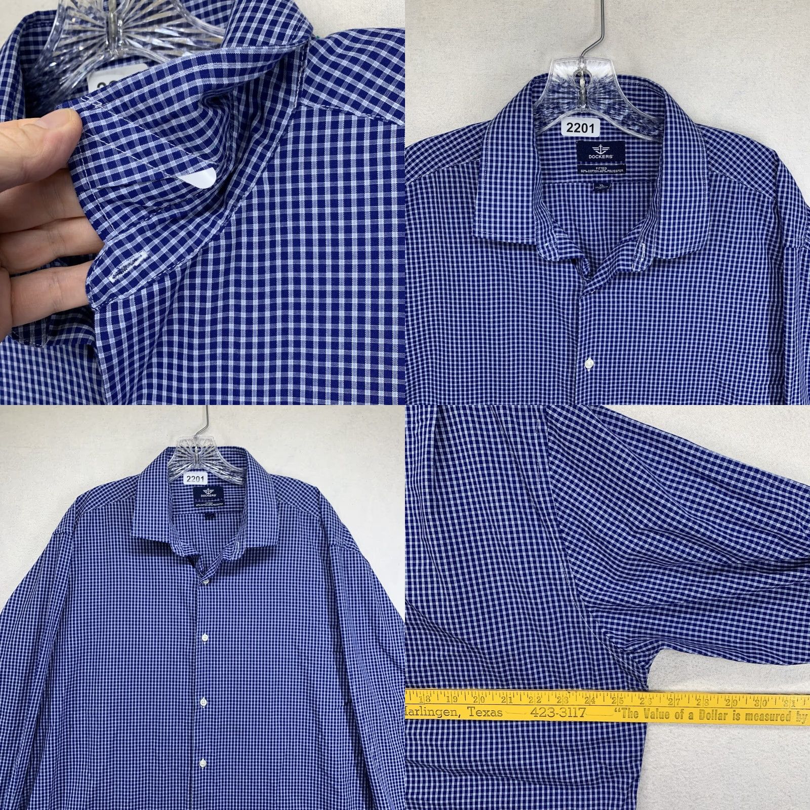 Dockers DOCKERS Shirt Plaid Button-Up Long Sleeve Blue XL Regular Mens Size US XL / EU 56 / 4 - 8 Thumbnail