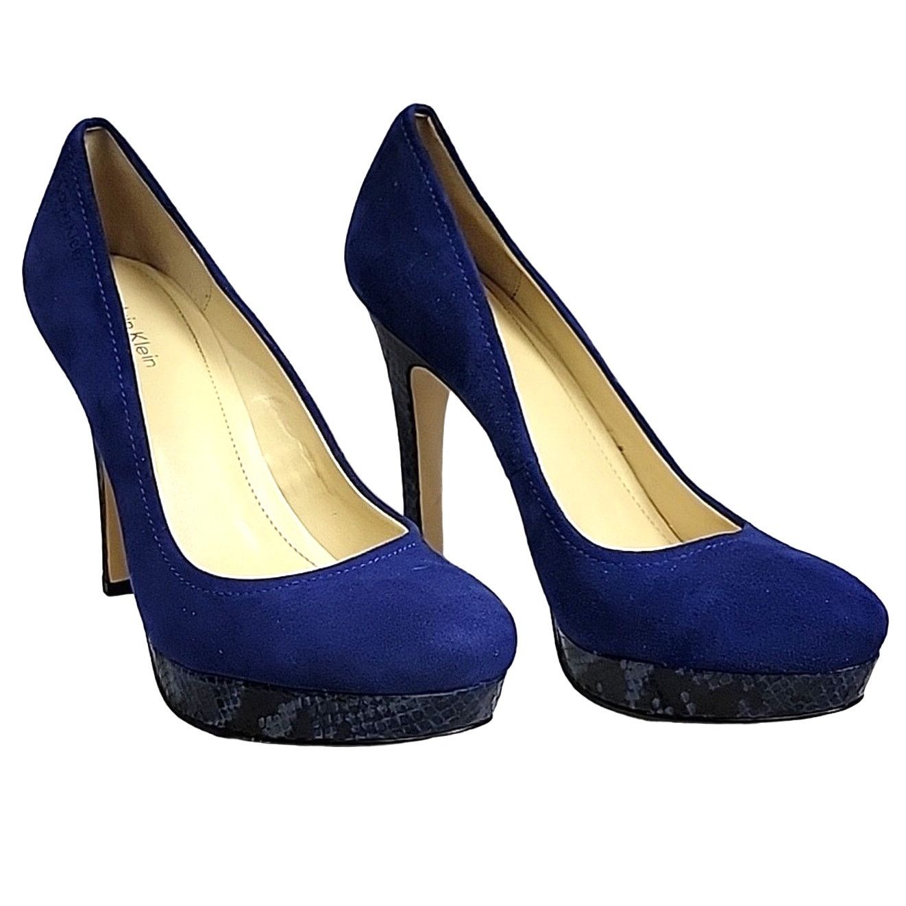 Calvin Klein Calvin Klein Blue Suede Snakeskin Heels Size 8.5 Size US 8.5 / IT 38.5 - 2 Thumbnail