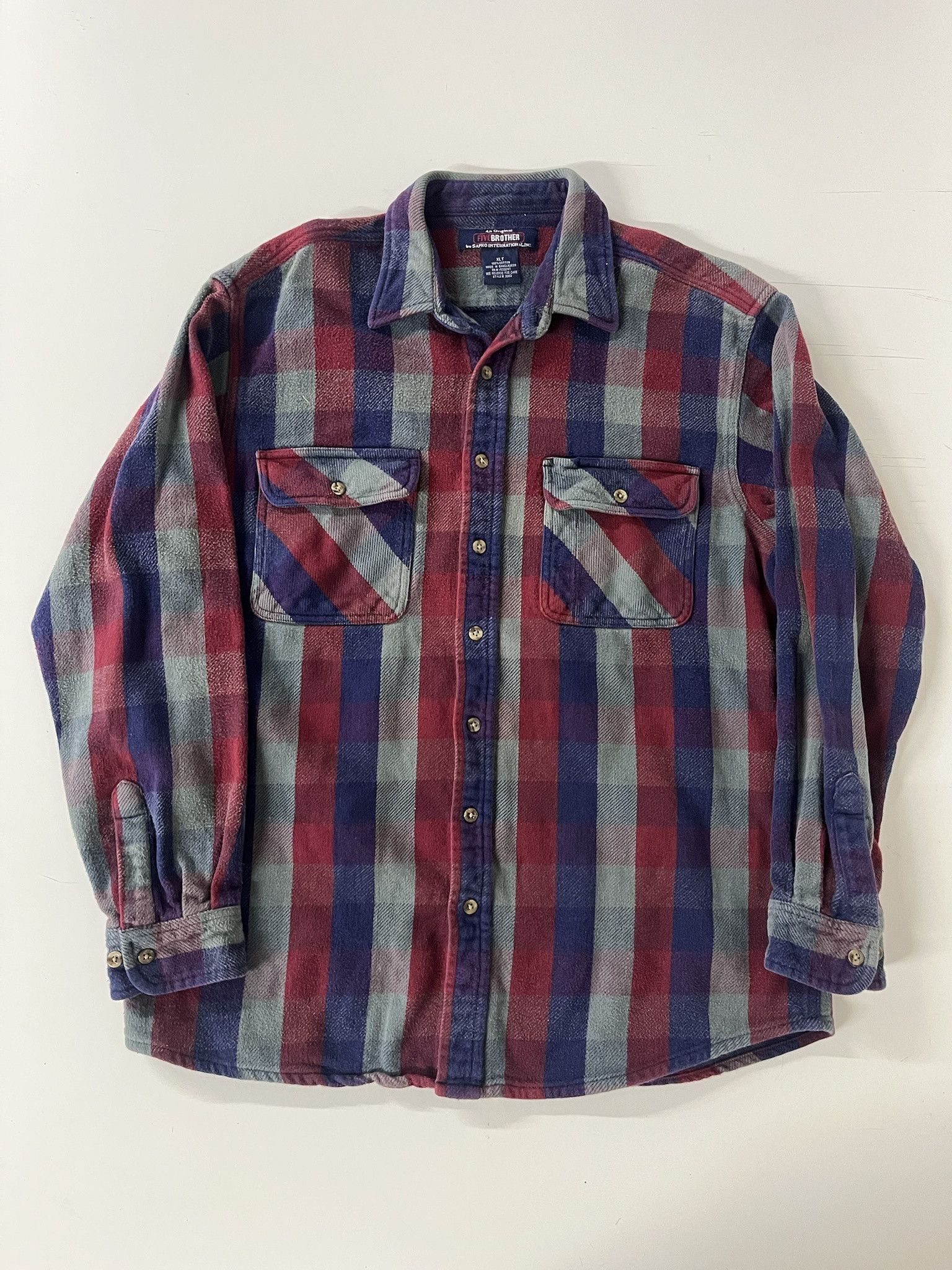 FiveBrother × Flannel × Vintage Vintage 1990s Five Brother Thick Flannel Size XL Tall Size US XL / EU 56 / 4 - 1 Thumbnail