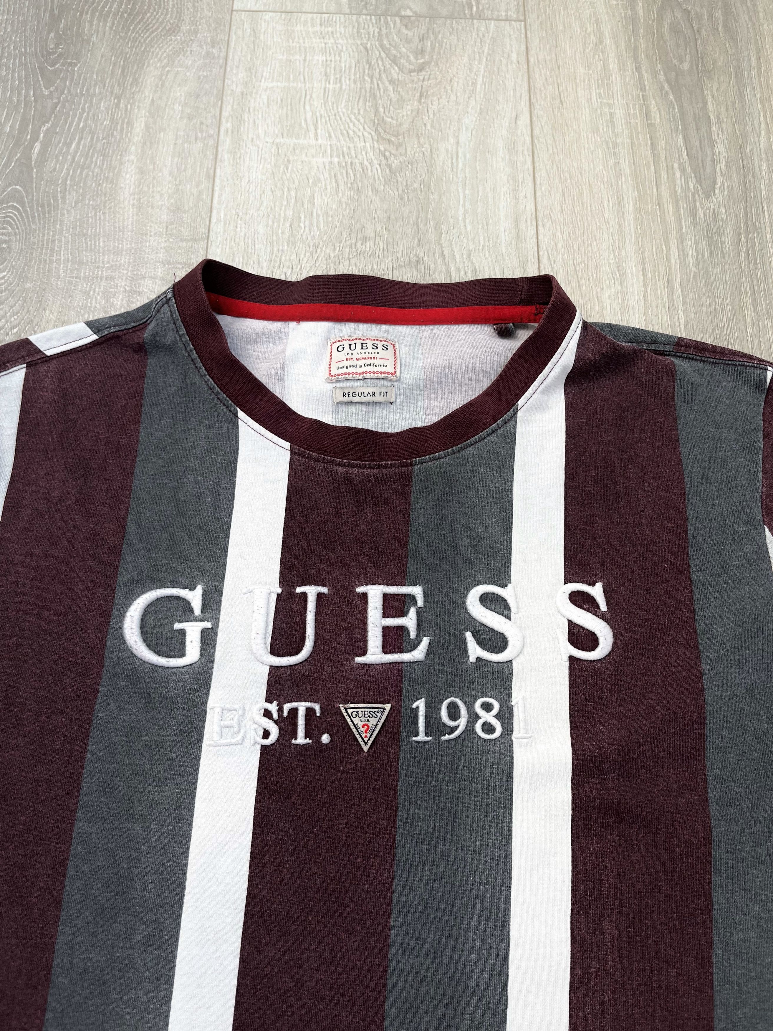 Guess Guess Striped T Shirt Embroidered Logo Size M Size US M / EU 48-50 / 2 - 3 Thumbnail