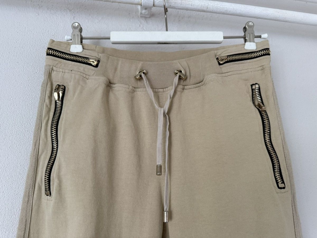 Balmain Beige Biker Joggers with Zip Pockets and Ribbed Panels Size US 32 / EU 48 - 2 Thumbnail