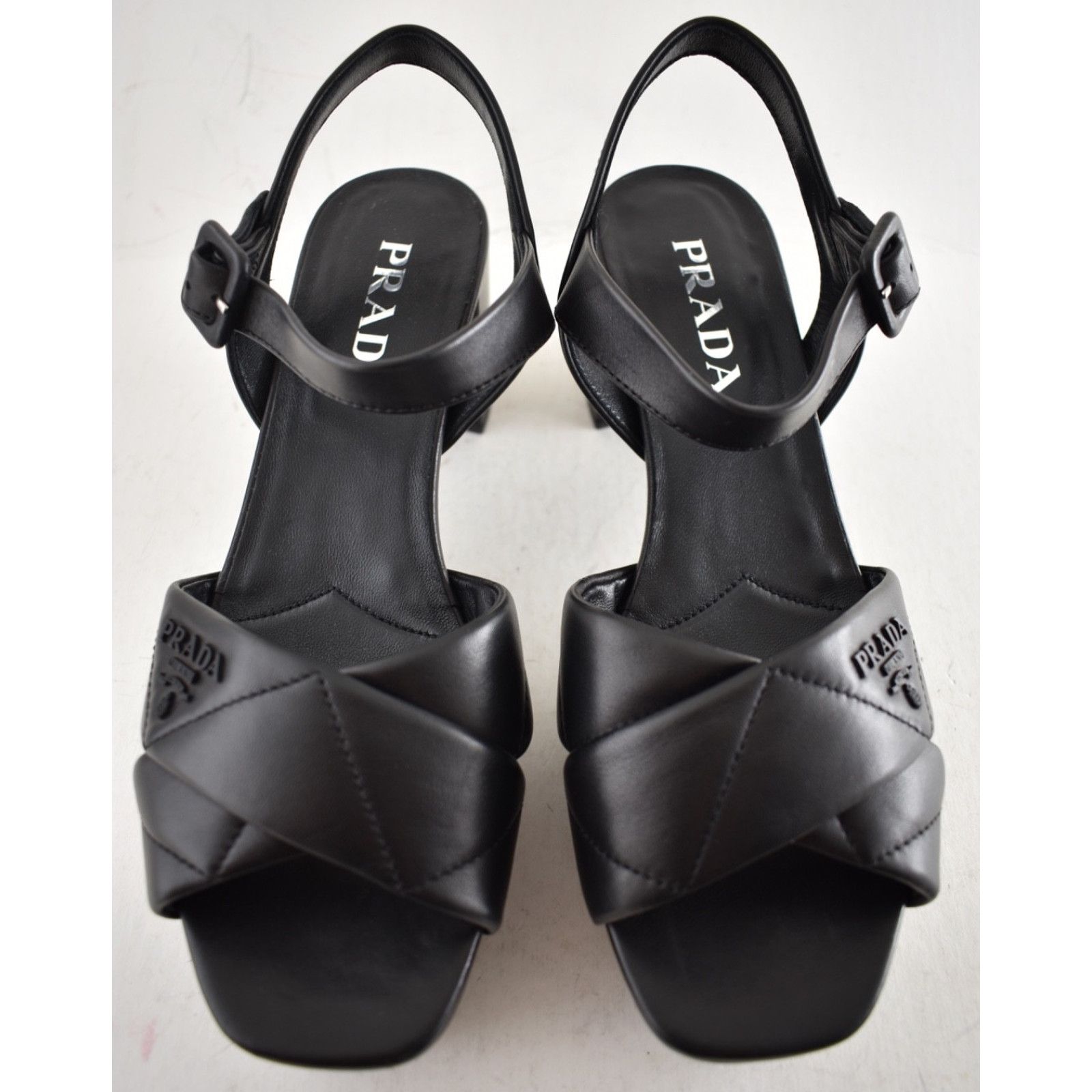 Prada Prada Quilted Nappa Leather Platform Sandal Block Heel 38 Size US 8 / IT 38 - 10 Thumbnail