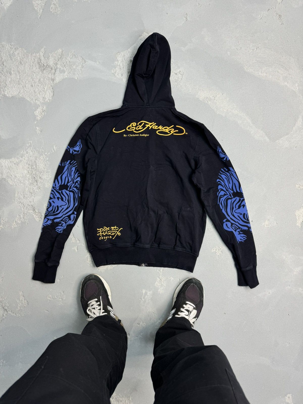 Christian Audigier Ed Hardy Vintage Zip Hoodie Fish Fullover Print Rhinestones Size S / US 4 / IT 40 - 2 Thumbnail
