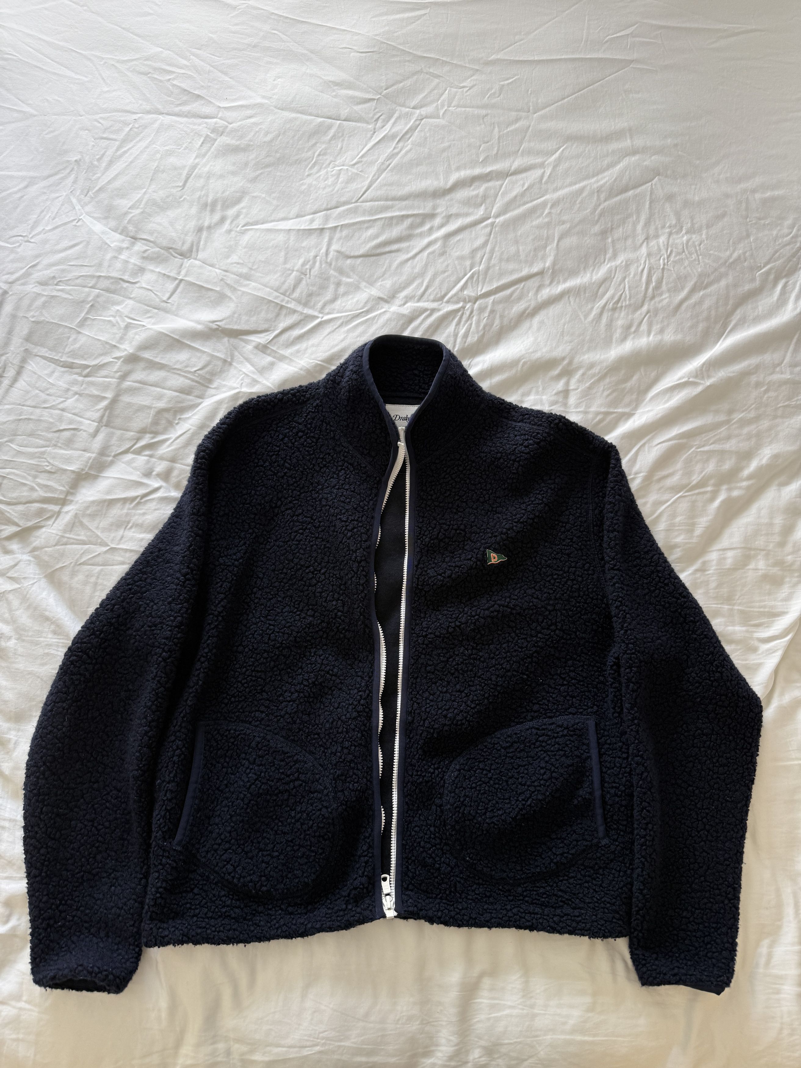 Drake's Drake's Navy Boucle Fleece Size US XL / EU 56 / 4 - 3 Thumbnail