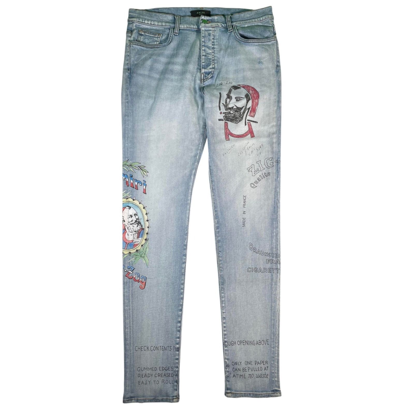 Amiri Amiri Stencil Zig Zag Light Wash Jeans Size US 38 / EU 54 - 1 Thumbnail