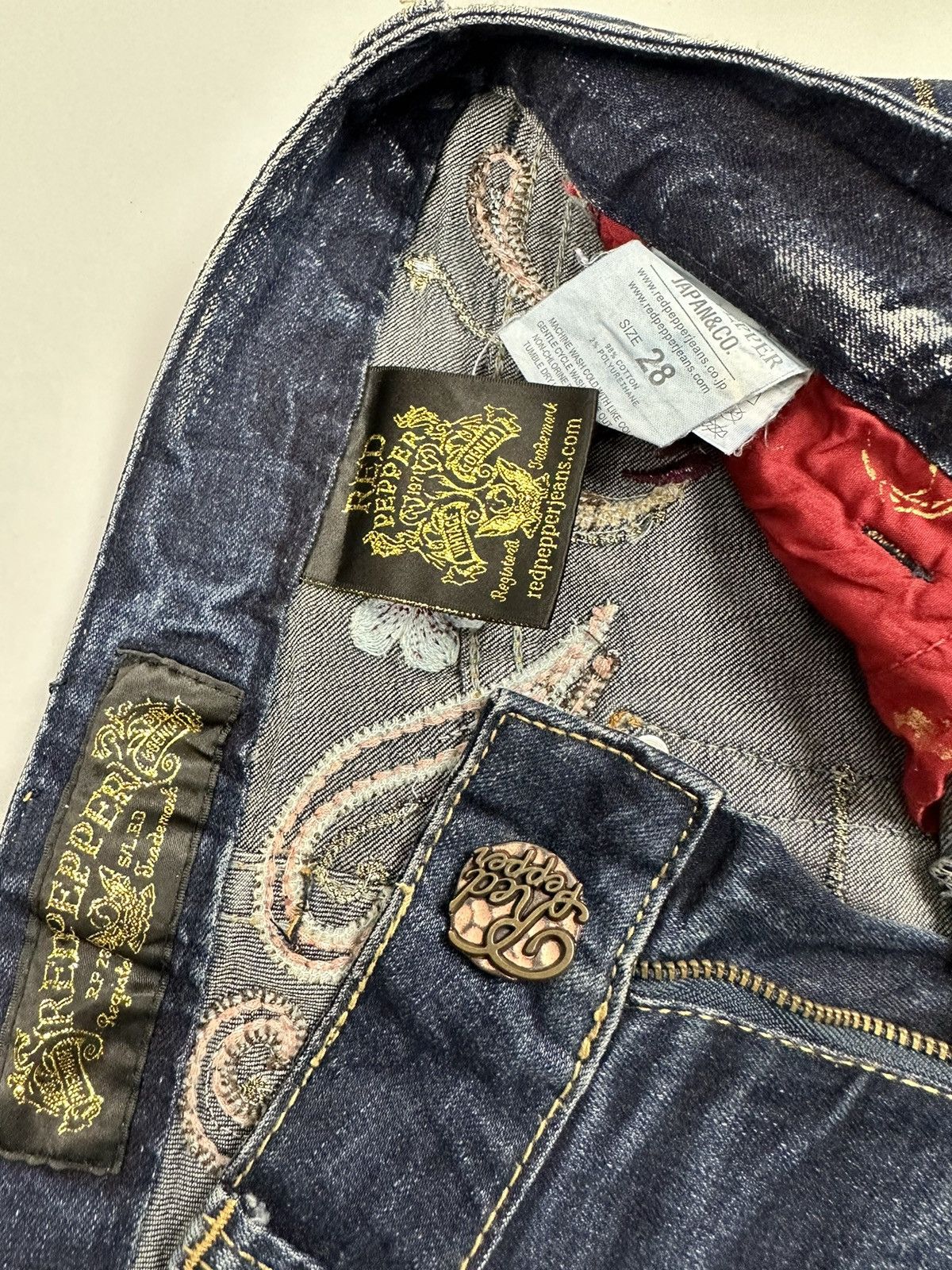 If Six Was Nine 🔥Sick🔥Red Pepper Embroidered Whiskered Flared Jeans Size US 30 / EU 46 - 10 Thumbnail