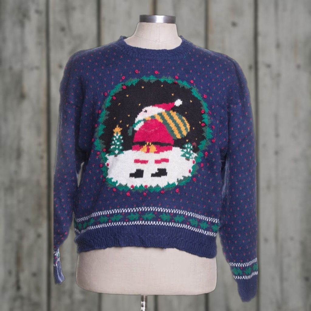 Vintage VINTAGE Braun Style Blue Ugly Christmas Pullover Shirt Adult Large Blue Christmas Santa Flair 90s Men Women L Size L / US 10 / IT 46 - 1 Preview