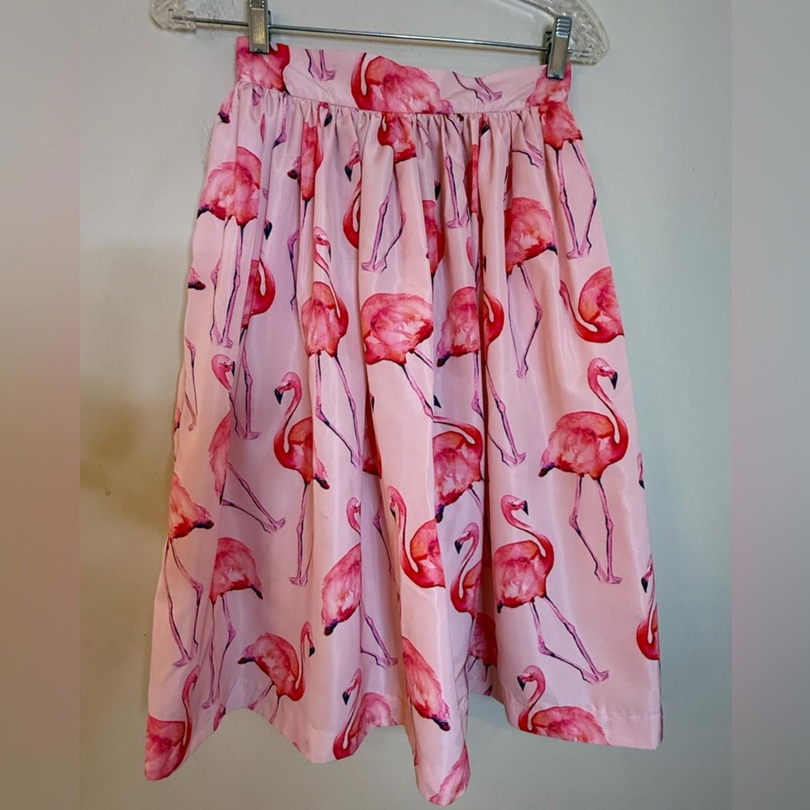 Other Party Skirts pink flamingo pleated full midi skirt SZ XS Size 26" / US 2 / IT 38 - 4 Thumbnail