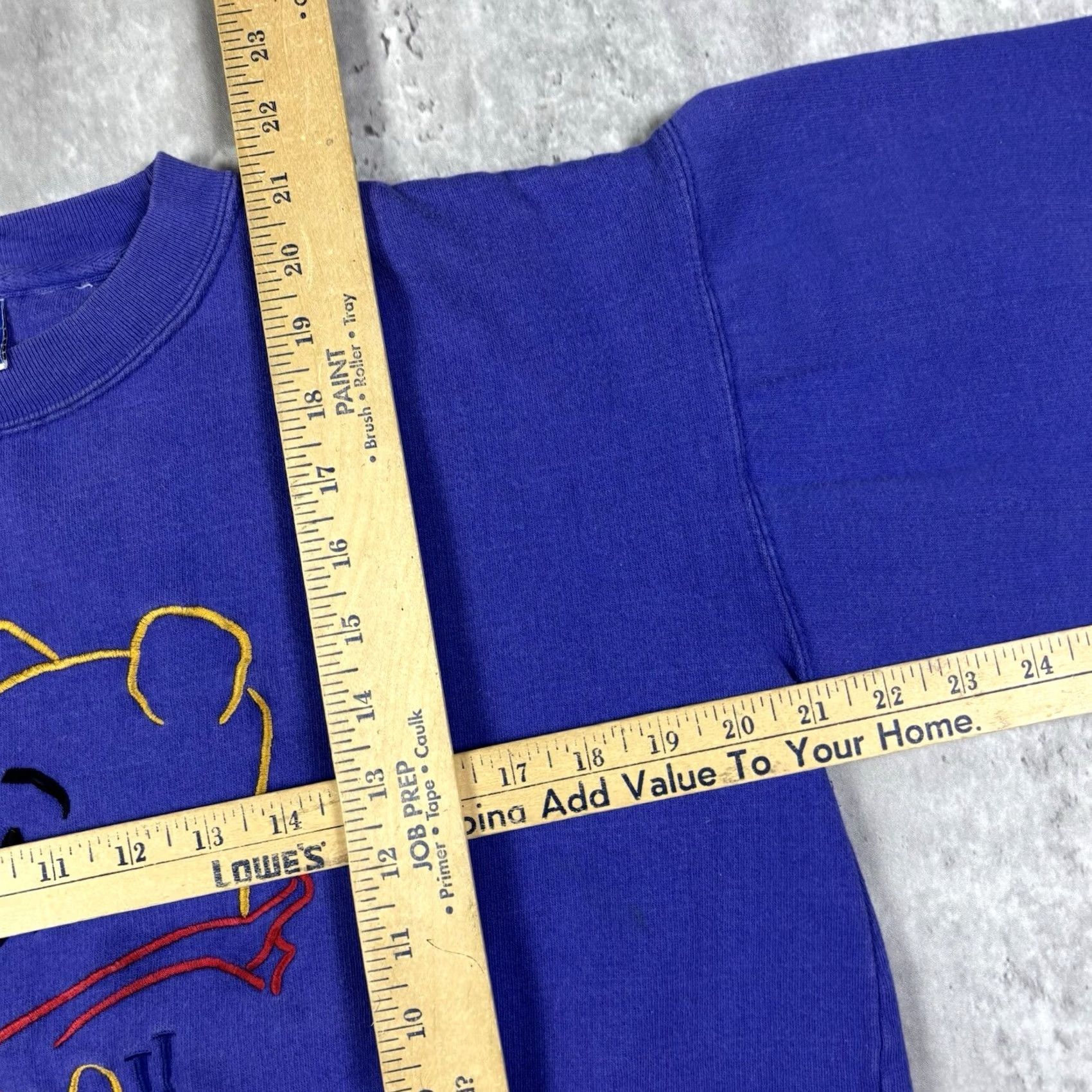 Disney VINTAGE Disney Pooh Sweatshirt Purple Embroidered Cartoon Size S Mens 90s Cartoon USA Graphic Print Pullover Heavyweight Cotton Fleece Size US S / EU 44-46 / 1 - 7 Thumbnail