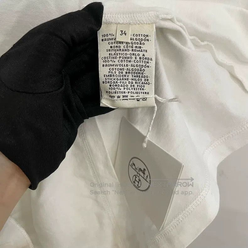 Hermes Hermes White embroidered pocket T-shirt Size XXS / US 00 / IT 34 - 4 Thumbnail