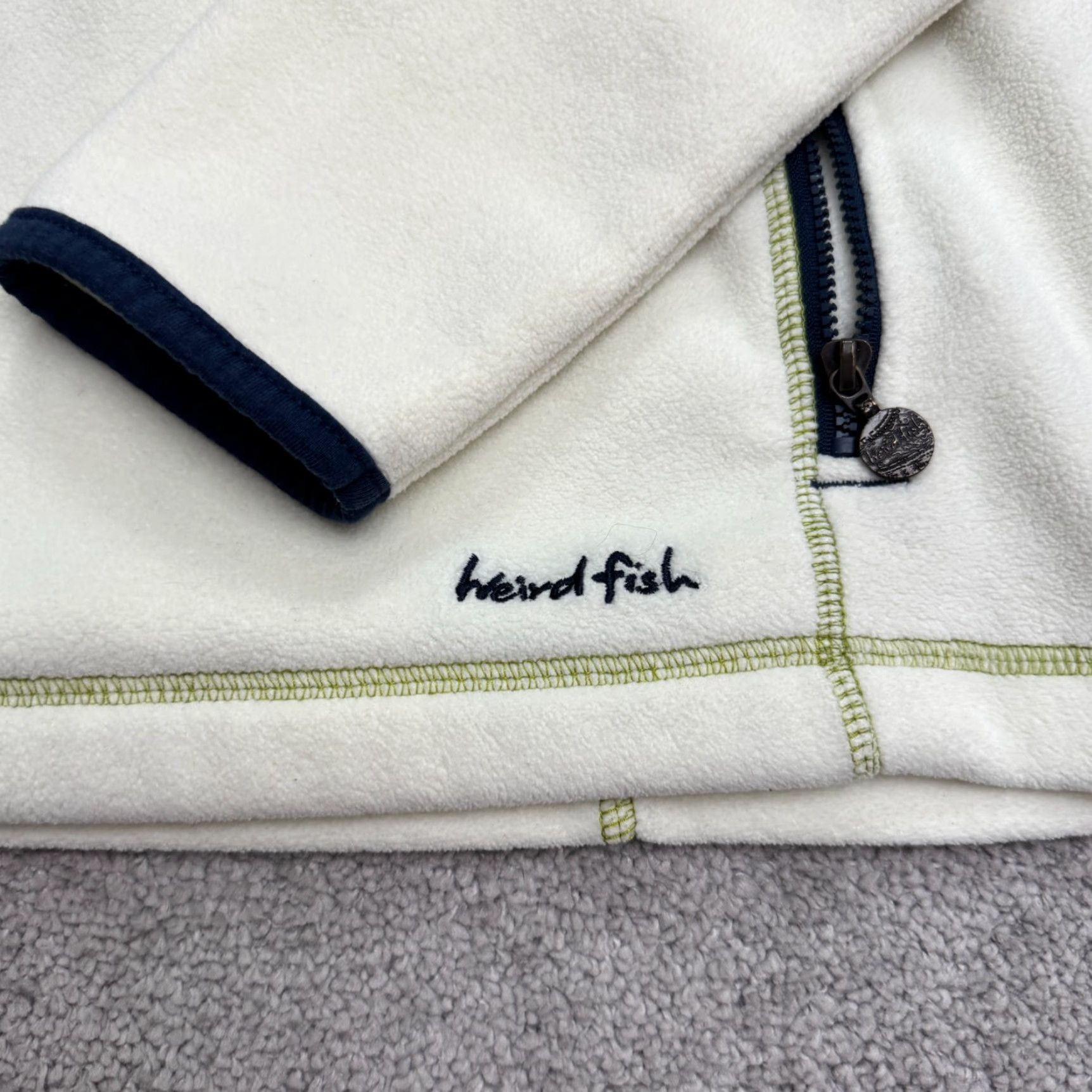 Vintage Weird Fish 1/4 Zip pullover Fleece Jacket Women 10 Cream Contrast Stitch Outdoor Size L / US 10 / IT 46 - 5 Thumbnail