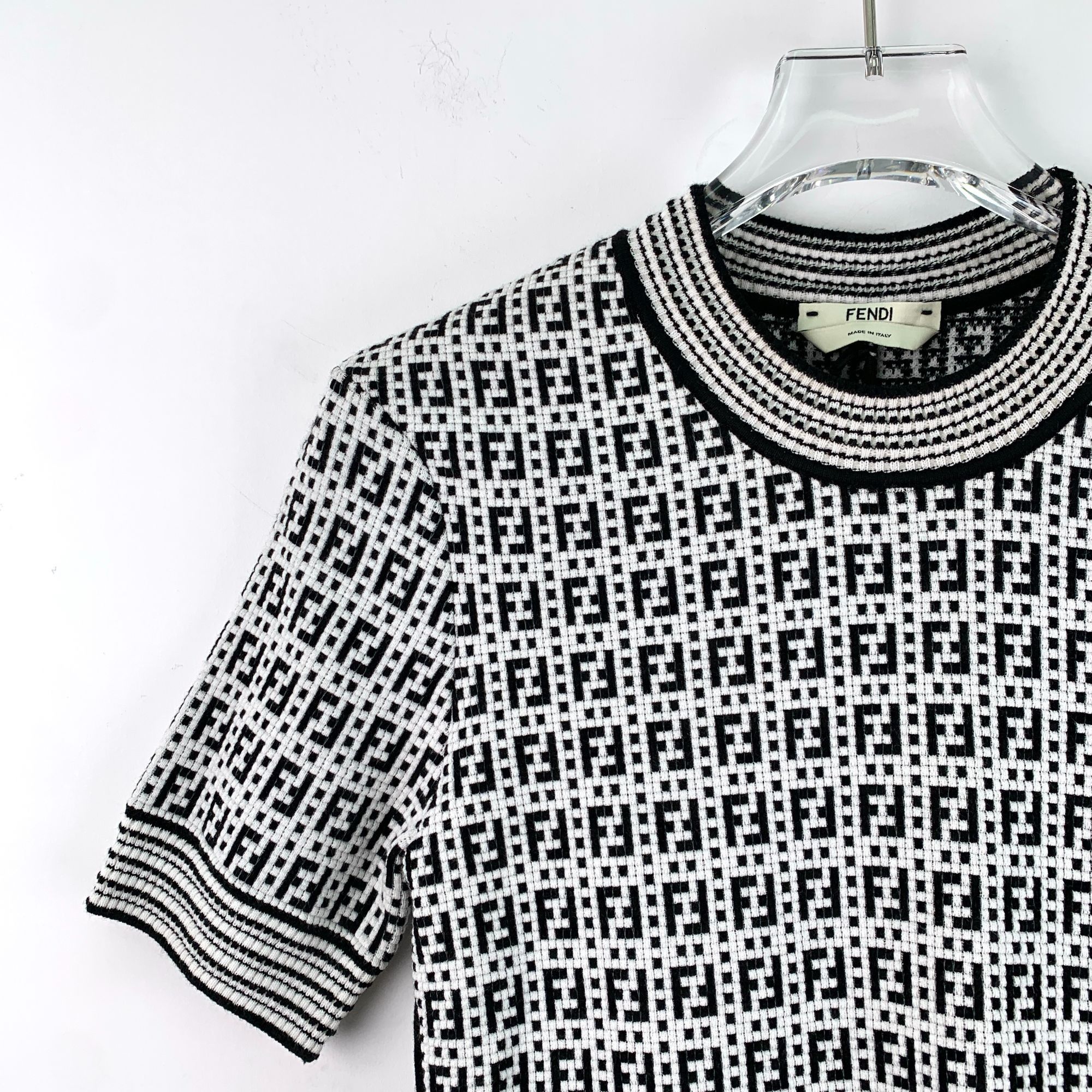 Fendi Fendi Womens Black & White Monogram Knit Short-Sleeve Sweate Size S / US 4 / IT 40 - 6 Thumbnail