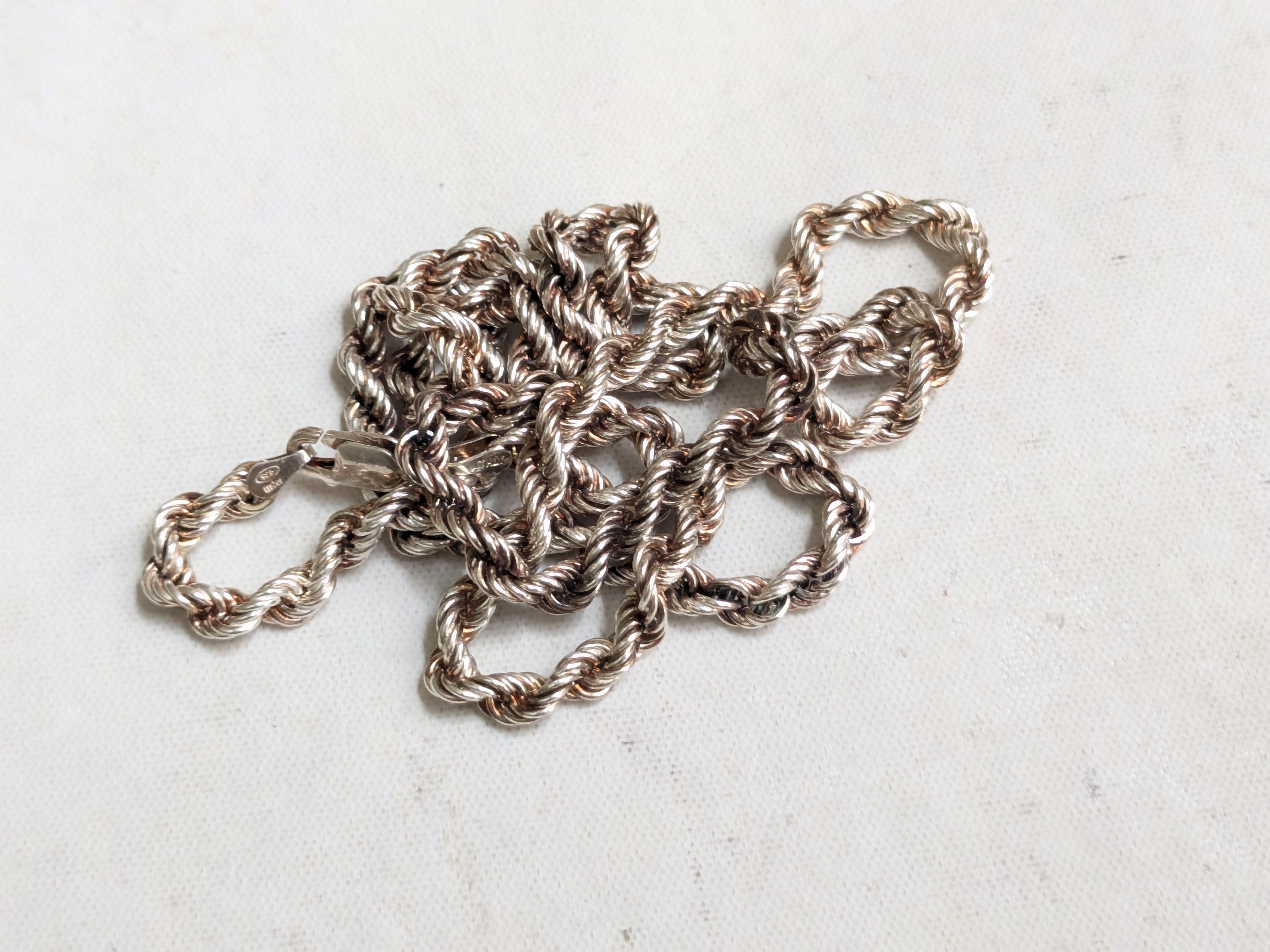 Jewelry Milor Sterling Silver Rope Necklace Twist 24" Size ONE SIZE - 7 Thumbnail