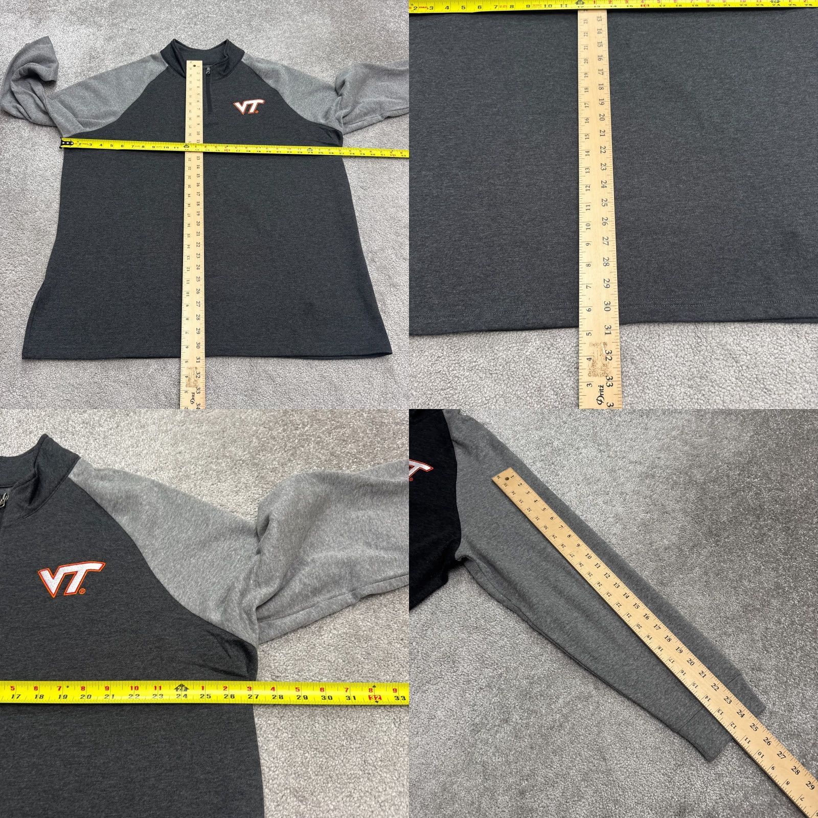 Vintage Virginia Tech Hokies Pullover Jacket Sweatshirt 2XL Mens Gray Raglan 1/4 Zip All Seasons Athleisure Sports Jacket Size US XXL / EU 58 / 5 - 9 Thumbnail
