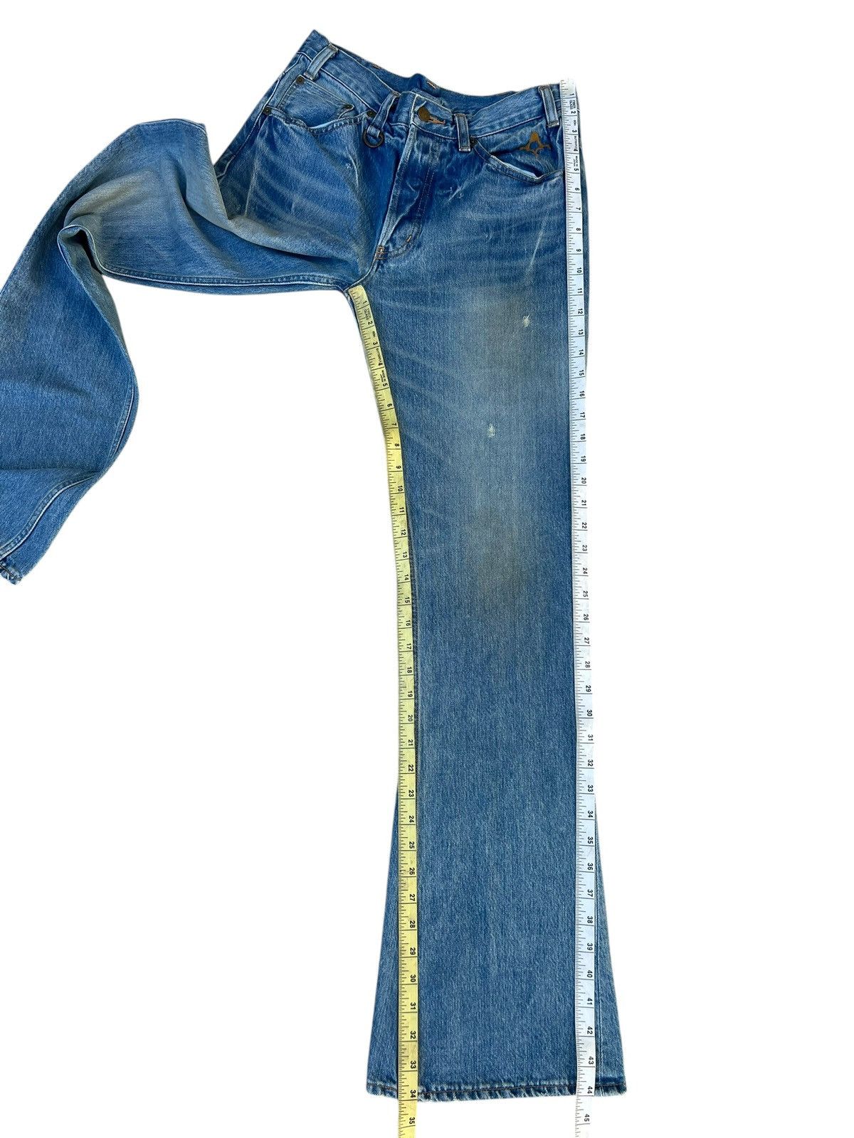 Vintage Mud Wash Back Bone Dirty Selvedge Denim Super Flare Jeans Size US 30 / EU 46 - 6 Thumbnail