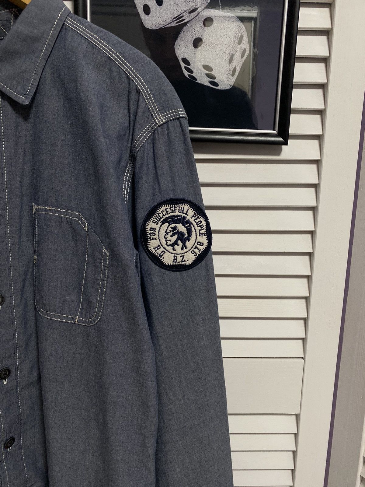 Diesel Vintage Shirt Button Up DIESEL Big Logo Tough & Friendly Size US L / EU 52-54 / 3 - 4 Thumbnail