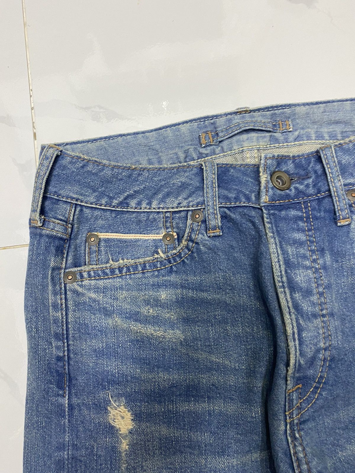 If Six Was Nine × Japanese Brand × Le Grande Bleu (L.G.B.) 🔥GOA NIMES SELVEDGE DISTRESS CUT LEG DENIM JEANS Size 26" / US 2 / IT 38 - 8 Thumbnail