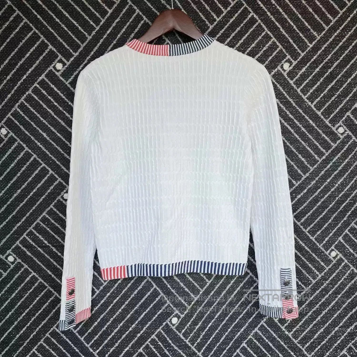 Chanel white striped knit cardigan by Chanel. Size S / US 4 / IT 40 - 2 Thumbnail
