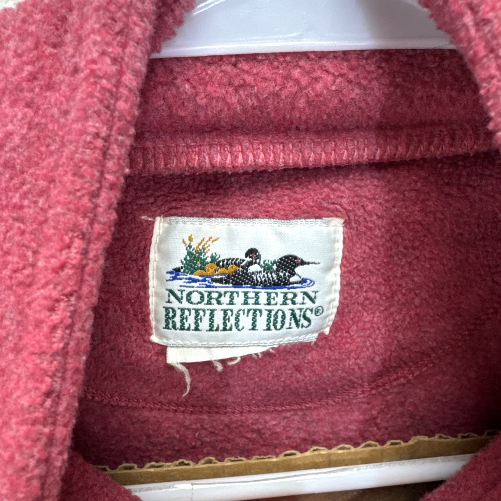 Northern Reflections VINTAGE Northern Reflections 1/4 Zip Pullover Fleece Sweater Womens M Maroon Arts & Crafts 1990s Cat Embroidered Size M / US 6-8 / IT 42-44 - 3 Thumbnail