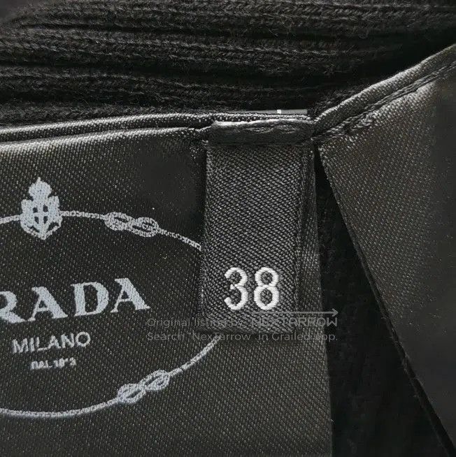 Prada Ribbed Black Knit Sweater with Logo .