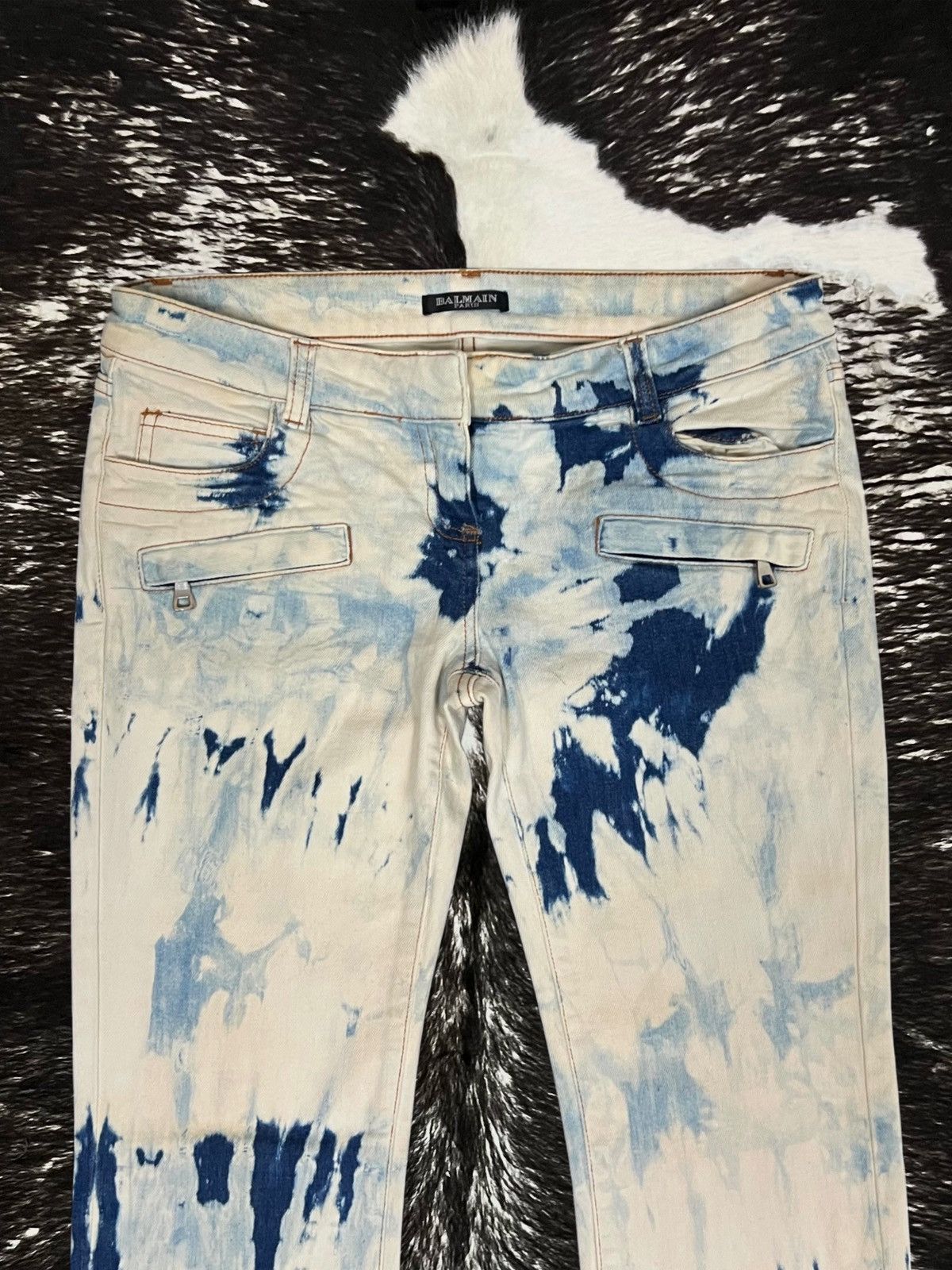 Balmain Balmain by Decarnin SS11 Tie-Dye Runway Biker Denim Jeans Size US 30 / EU 46 - 4 Thumbnail