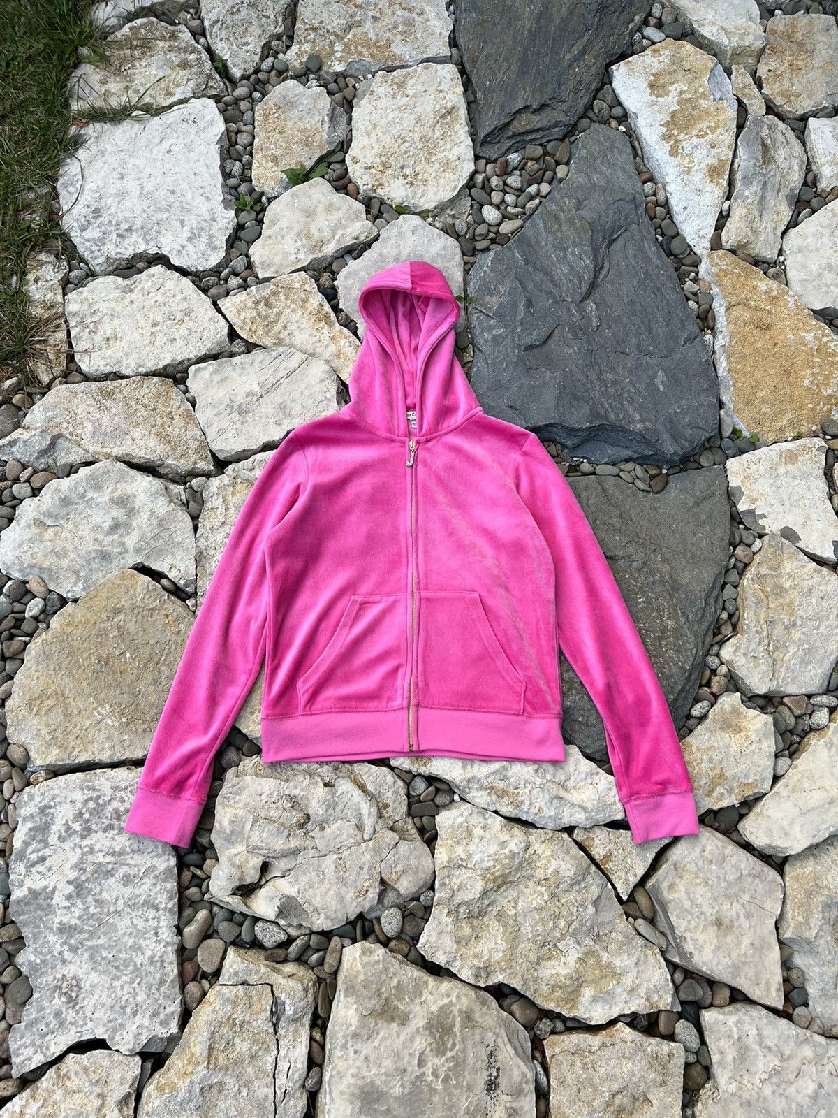 Juicy Couture × Vintage Vintage Juicy Couture y2k velvet zip hoodie basic sweatshirt Size L / US 10 / IT 46 - 2 Thumbnail