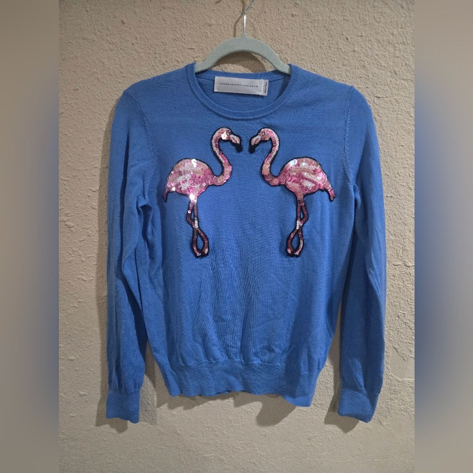 Victoria Beckham Victoria Victoria Beckham Flamingo Crew Sweater, Blue, 6 Size M / US 6-8 / IT 42-44 - 1 Thumbnail