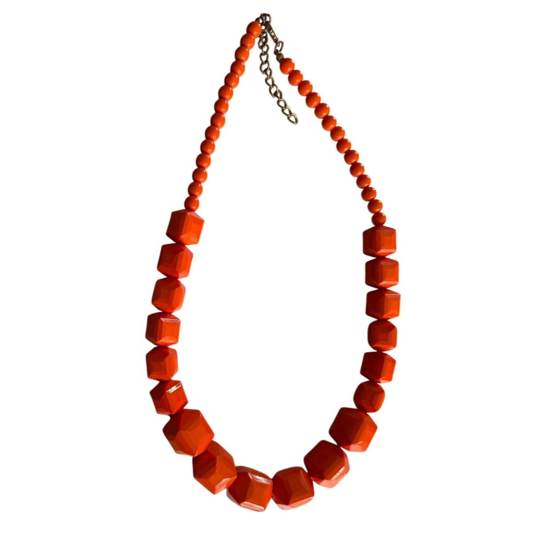 Other Vintage Chunky Orange Geometric Wood Beaded Necklace With Ad Size ONE SIZE - 1 Thumbnail