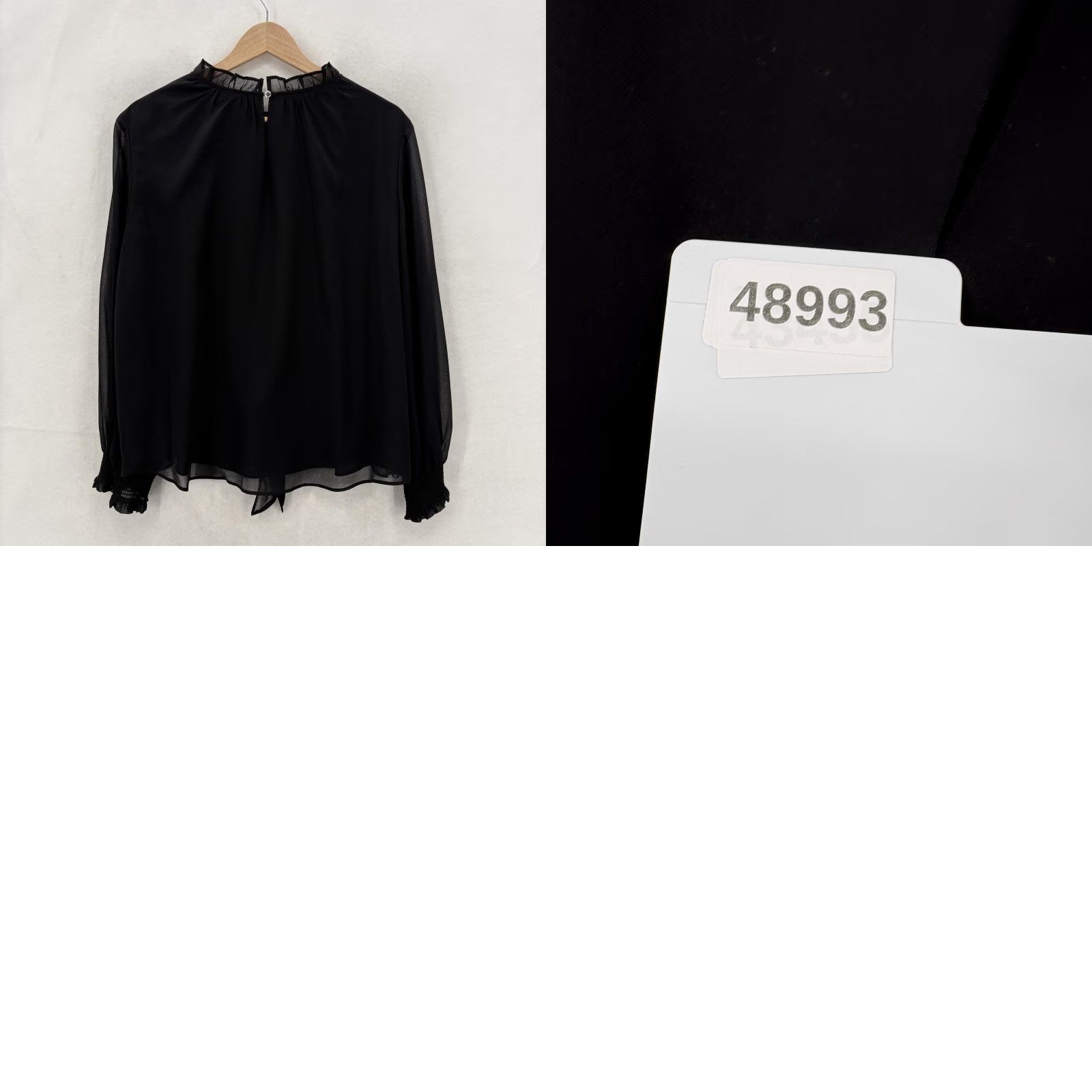 Calvin Klein Calvin Klein Blouse Womens XL Black Chiffon High Neck Ruffle Balloon Sleeve Size XL / US 12-14 / IT 48-50 - 9 Thumbnail