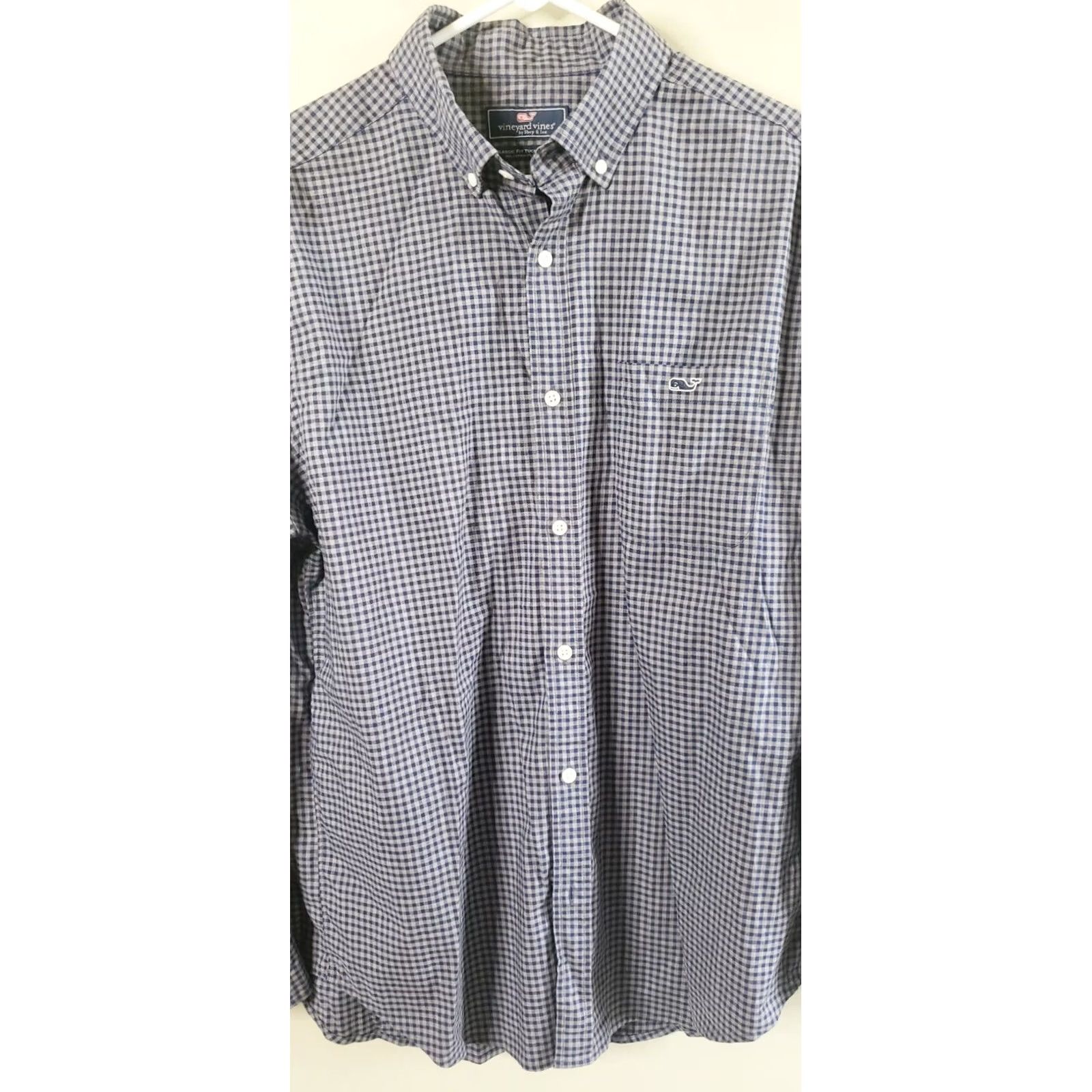 Vineyard Vines Vineyard Vines Men's Large Classic Fit Tucker Shirt Blue Gray Checks Long Sleeve Button Down Size US L / EU 52-54 / 3 - 3 Thumbnail