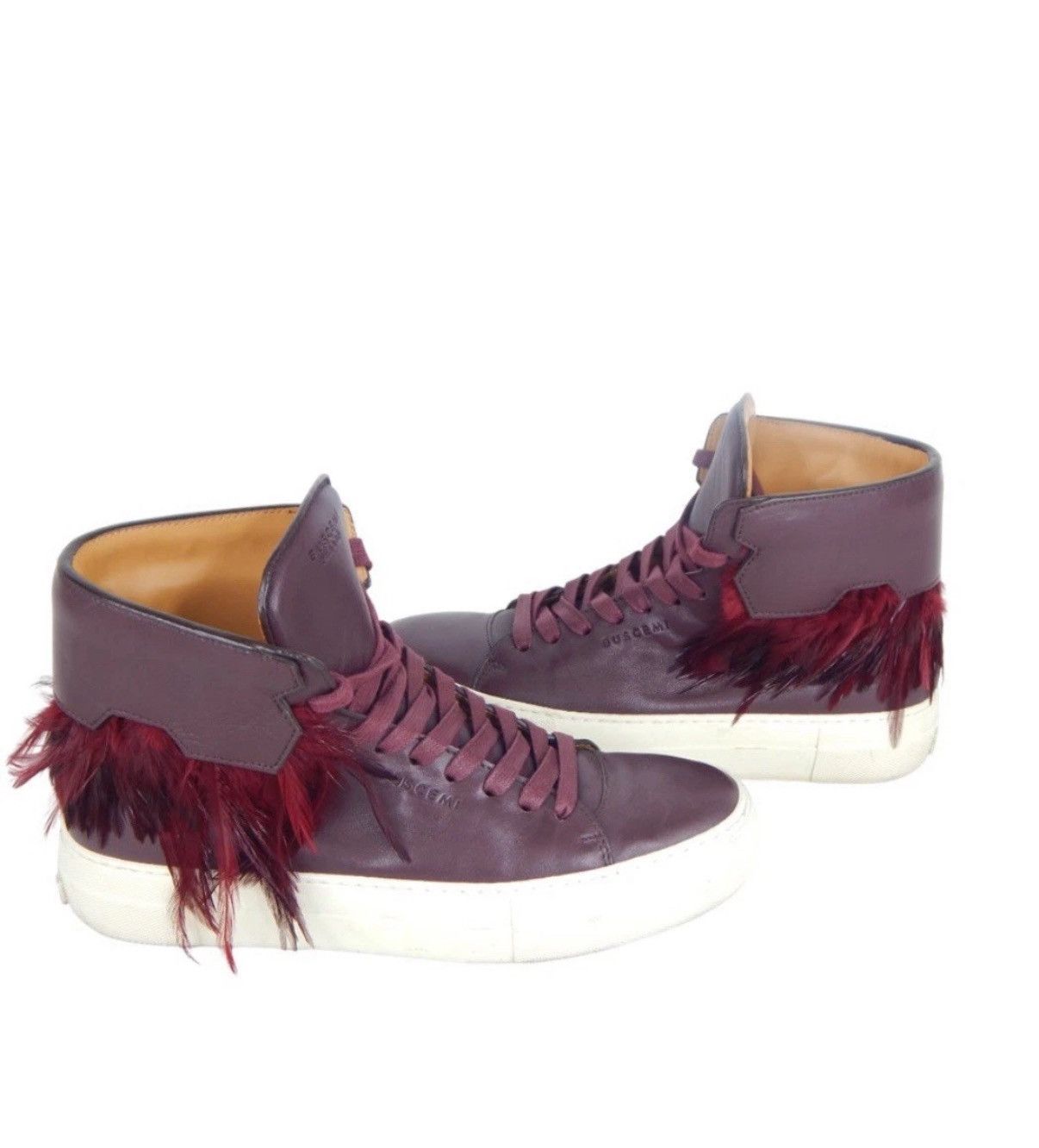 Buscemi Buscemi High-Top Maroon Leather w Feather Trim dz 38 Size US 8 / IT 38 - 1 Thumbnail