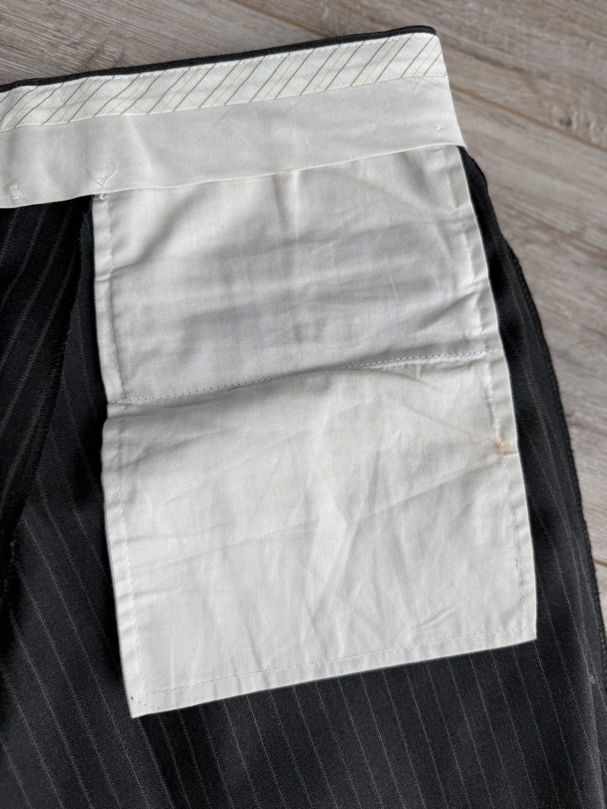 Ermenegildo Zegna Zegna Suit 3 Button Charcoal Pinstripe Wool Classic Fit Size 52L - 17 Thumbnail