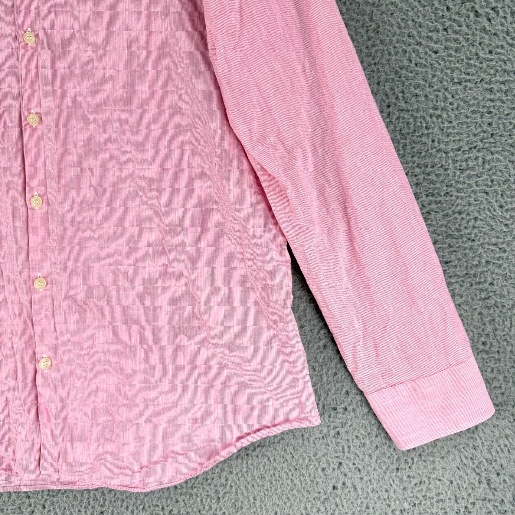 ELLIATT Piattelli Barneys New York Button-Up Shirt Mens Size XL Pink Cotton Linen LS Size US XL / EU 56 / 4 - 3 Thumbnail