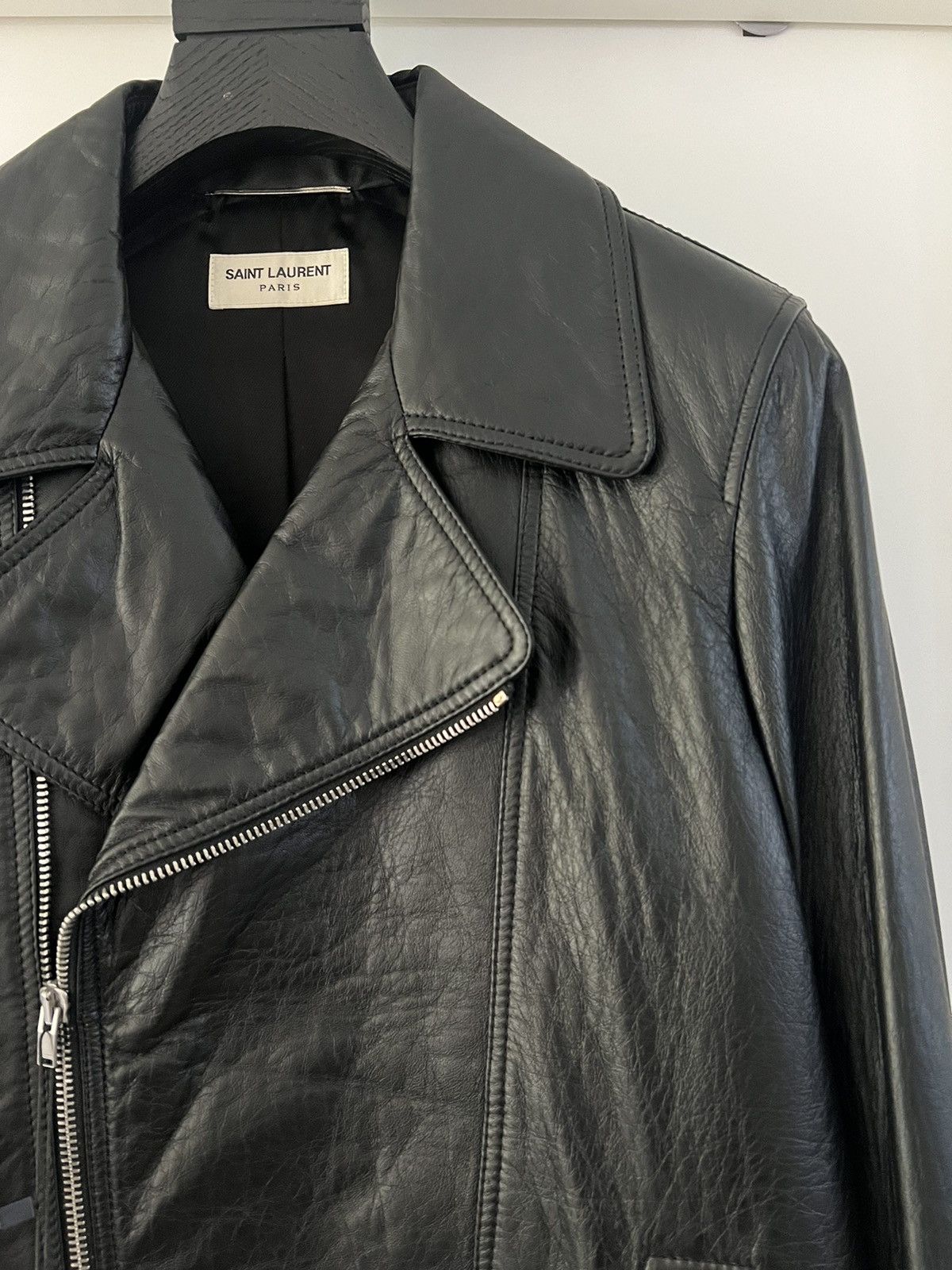 Hedi Slimane × Saint Laurent Paris 15FW L00 Motorcycle Leather Jacket Sz44 (with free pins) Size US S / EU 44-46 / 1 - 5 Thumbnail