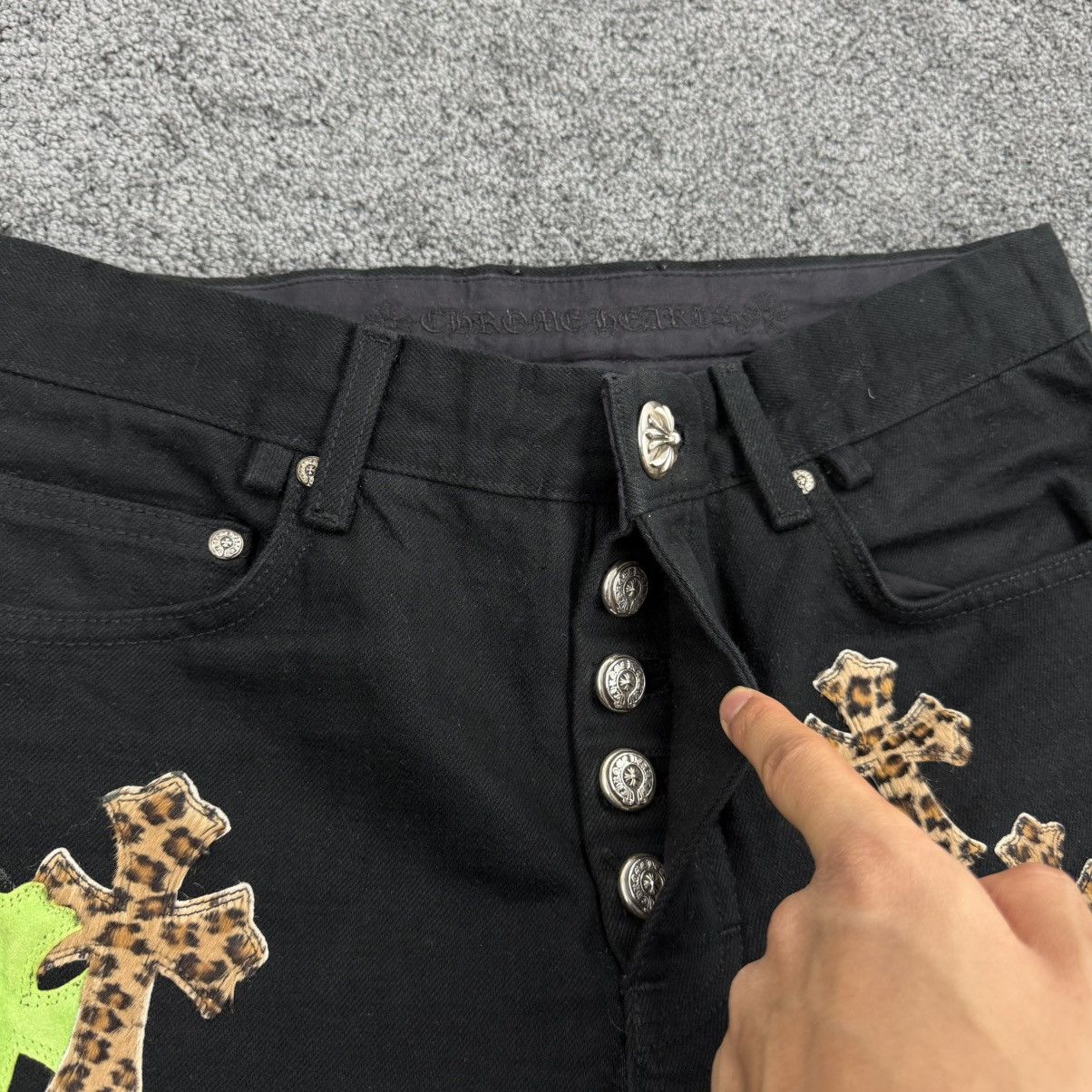 Chrome Hearts Chrome Hearts Cheetah & Green Cross Patch Jeans Size US 30 / EU 46 - 6 Thumbnail