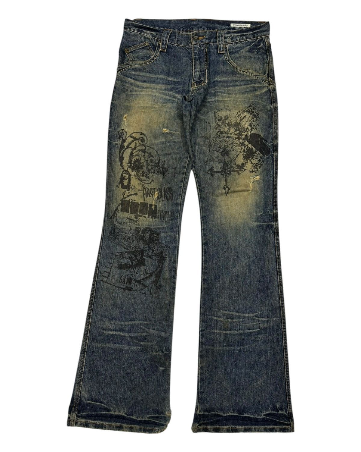14th Addiction FLARE ARCHIVE‼️SEMANTIC DESIGN CHAOS DISTRESSED FLARED DENIM Size US 32 / EU 48 - 9 Thumbnail