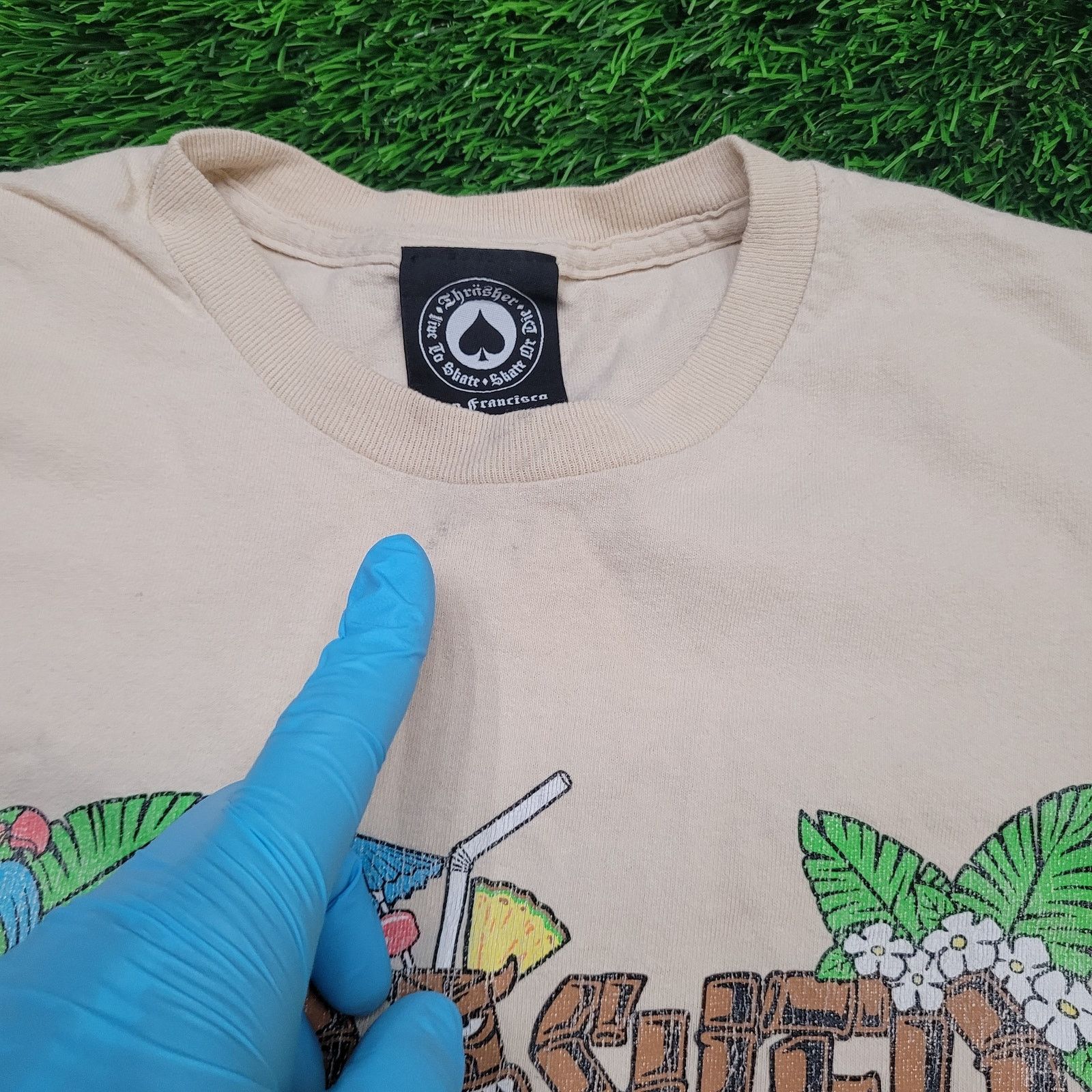 Other Thrasher Magazine Hawaiian Tiki Skate T-Shirt Small Tan Size US S / EU 44-46 / 1 - 4 Thumbnail