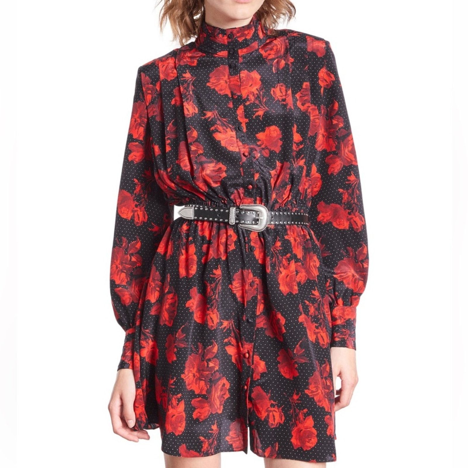 The Kooples NWT! The Kooples Red and Black Long Sleeve Dress, Size 2 Size M / US 6-8 / IT 42-44 - 3 Thumbnail