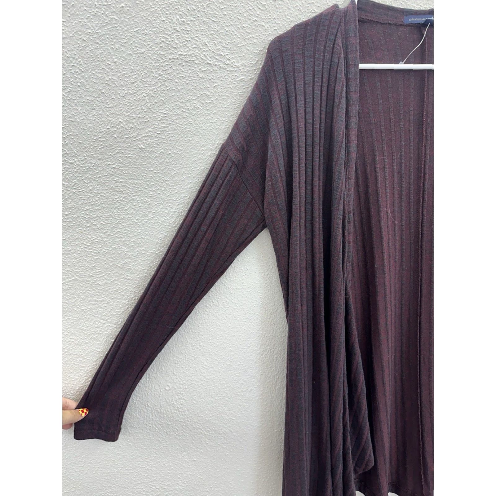 American Eagle Outfitters American Eagle Outfitters Sweater Cardigan Purple Open Front Ribbed Knit - Womens Medium Regular Cozy Bohemian Fall Winter Spring Shirt Size M / US 6-8 / IT 42-44 - 2 Thumbnail