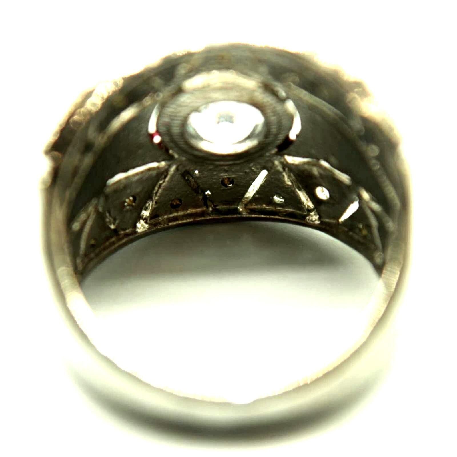 Other Red Enamel White Rhinestone Ring Silver Tone Band Ring 8 Size ONE SIZE - 3 Thumbnail