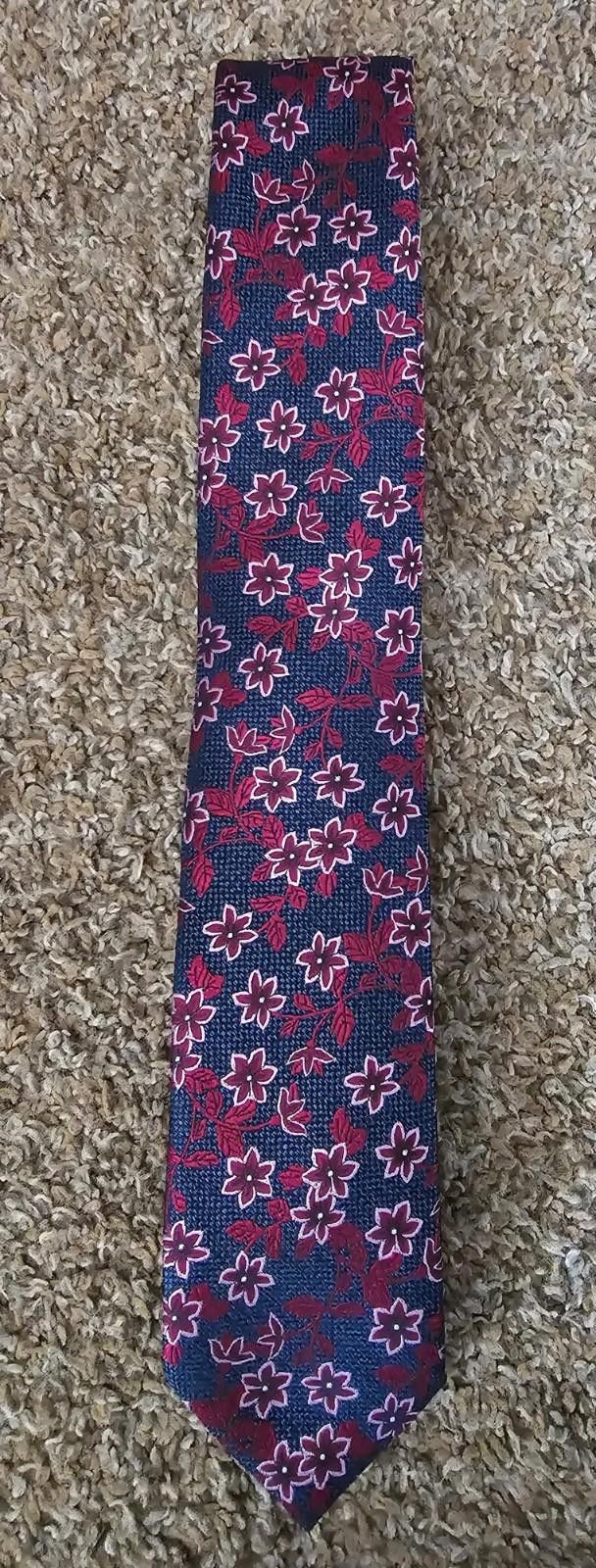 Pronto Uomo Pronto Oumo Floral Necktie Blue Purple Red Silk Blend Size ONE SIZE - 3 Thumbnail