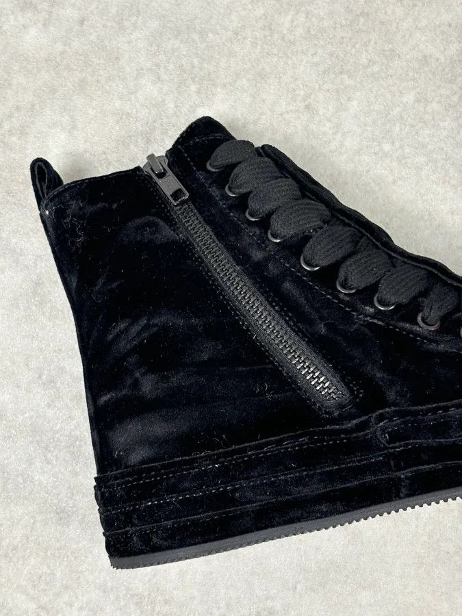 Ann Demeulemeester Ann Demeulemeester Black Velvet High-Top Sneakers Size US 7 / EU 40 - 15 Thumbnail