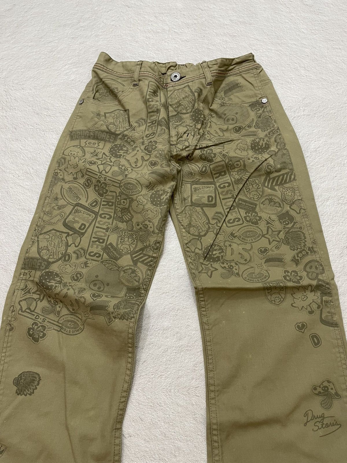 Japanese Brand 2000s Vintage Graphic Utility Pants All Over Print Y2K Size US 32 / EU 48 - 2 Thumbnail