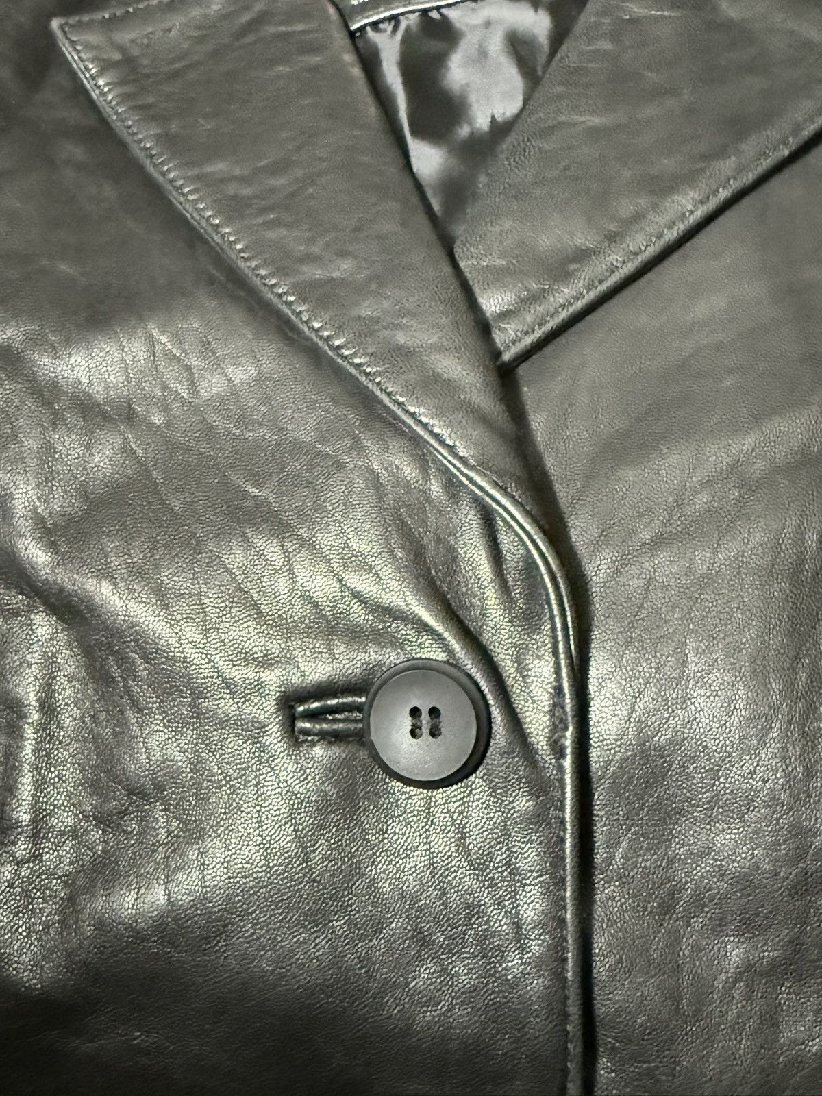 Other Vintage Siena Black Leather Blazer Size S / US 4 / IT 40 - 6 Thumbnail