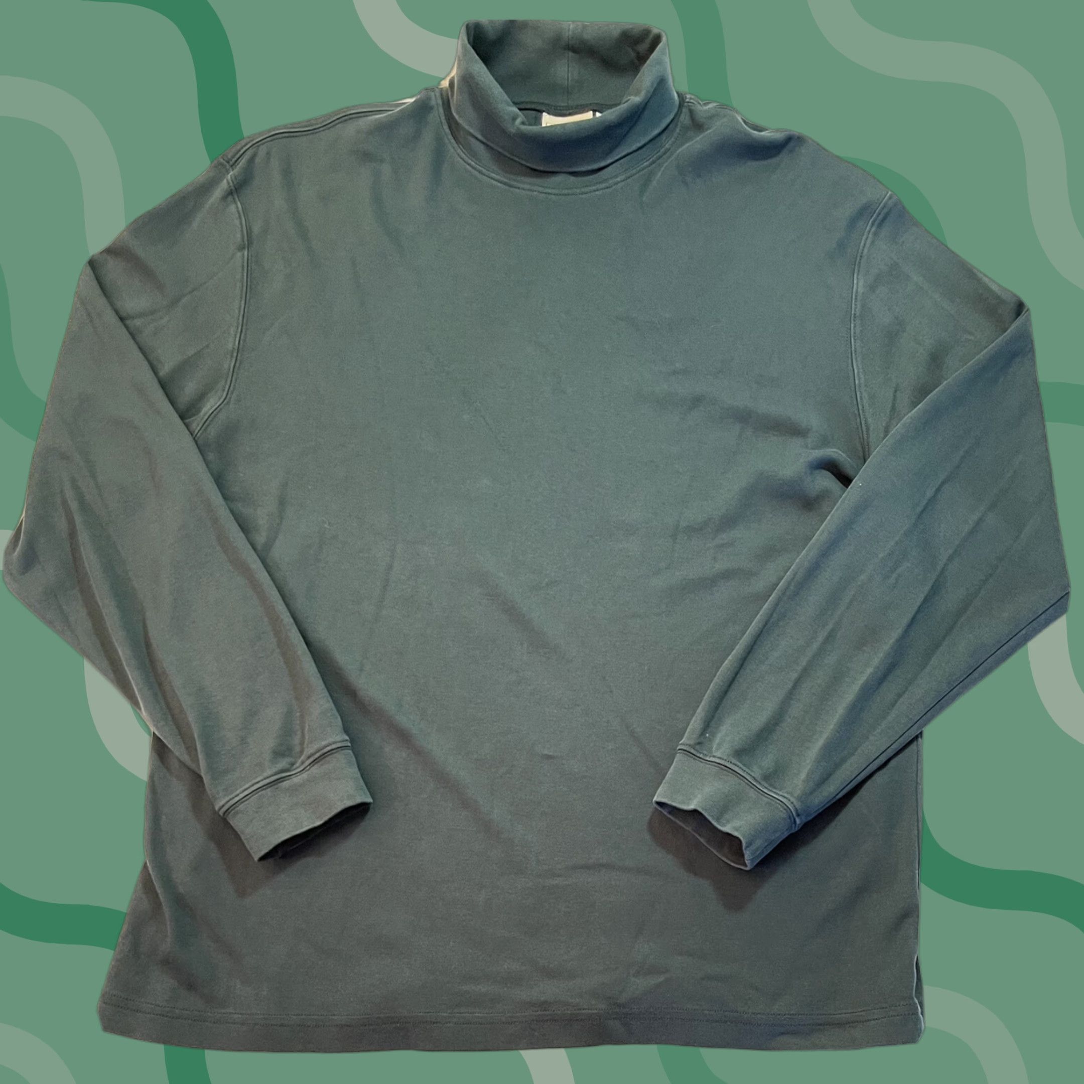 Vintage VINTAGE L.L. Bean Turtleneck Shirt Mens XL Cotton Green 1990s Base Layer Hiking Ski Long Sleeve Mens Size US XL / EU 56 / 4 - 1 Thumbnail