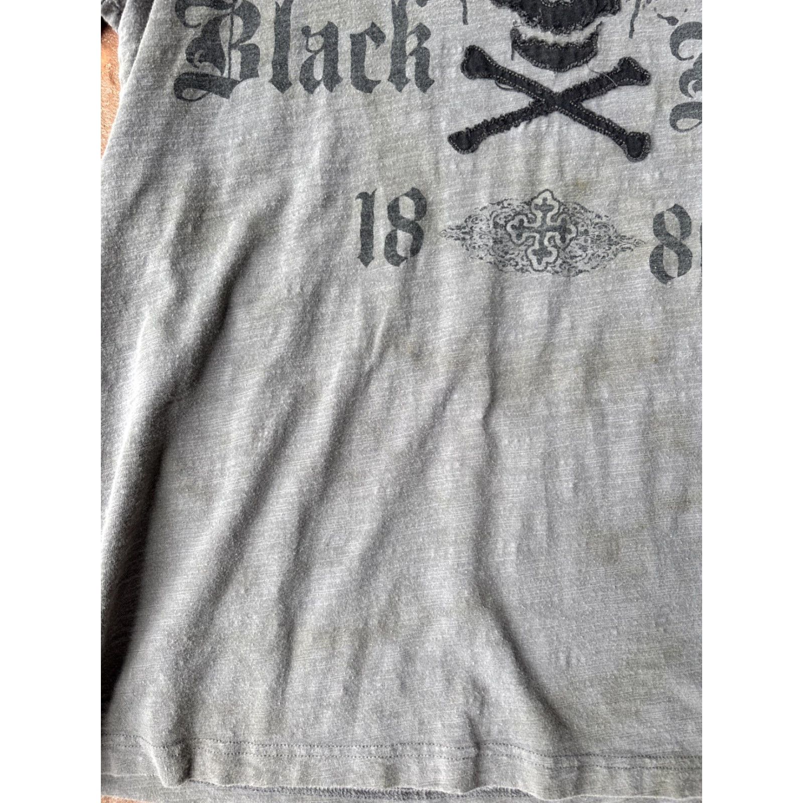 Incu VINTAGE INC Cross Skull Wings T-Shirt L Gray Cotton Embroidered Crew Neck Short Sleeve Men Size US L / EU 52-54 / 3 - 5 Thumbnail