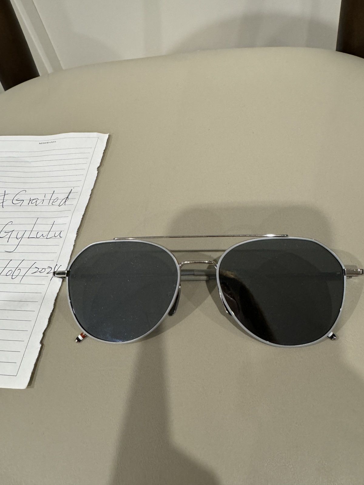Thom Browne Grey Silver AVIATOR SUNGLASSES tb105 Size ONE SIZE - 3 Thumbnail