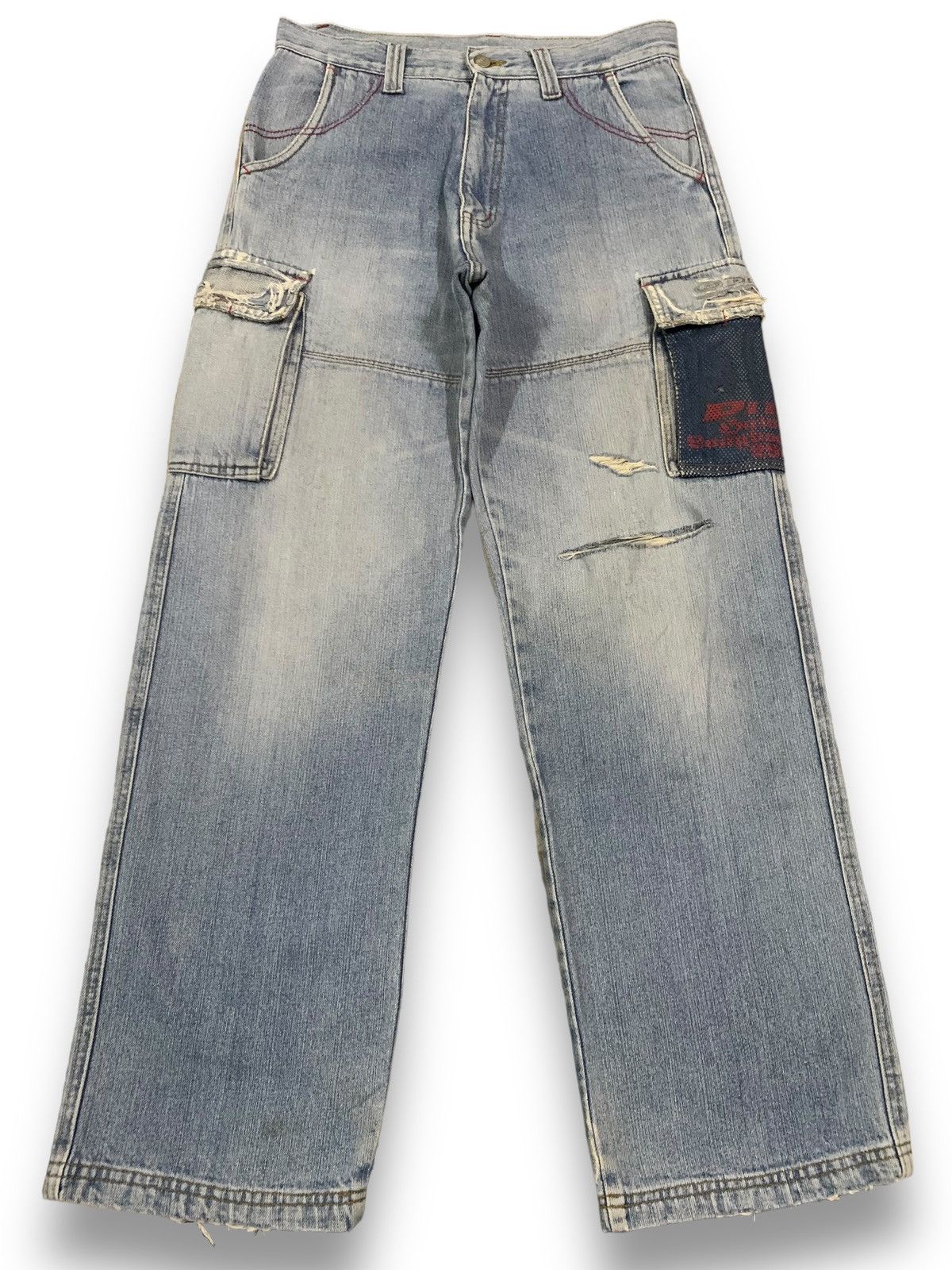 JNCO Y2K Piko Hawaiian Multi-pockets Distressed Baggy Cargo Jeans Size US 31 - 1 Thumbnail