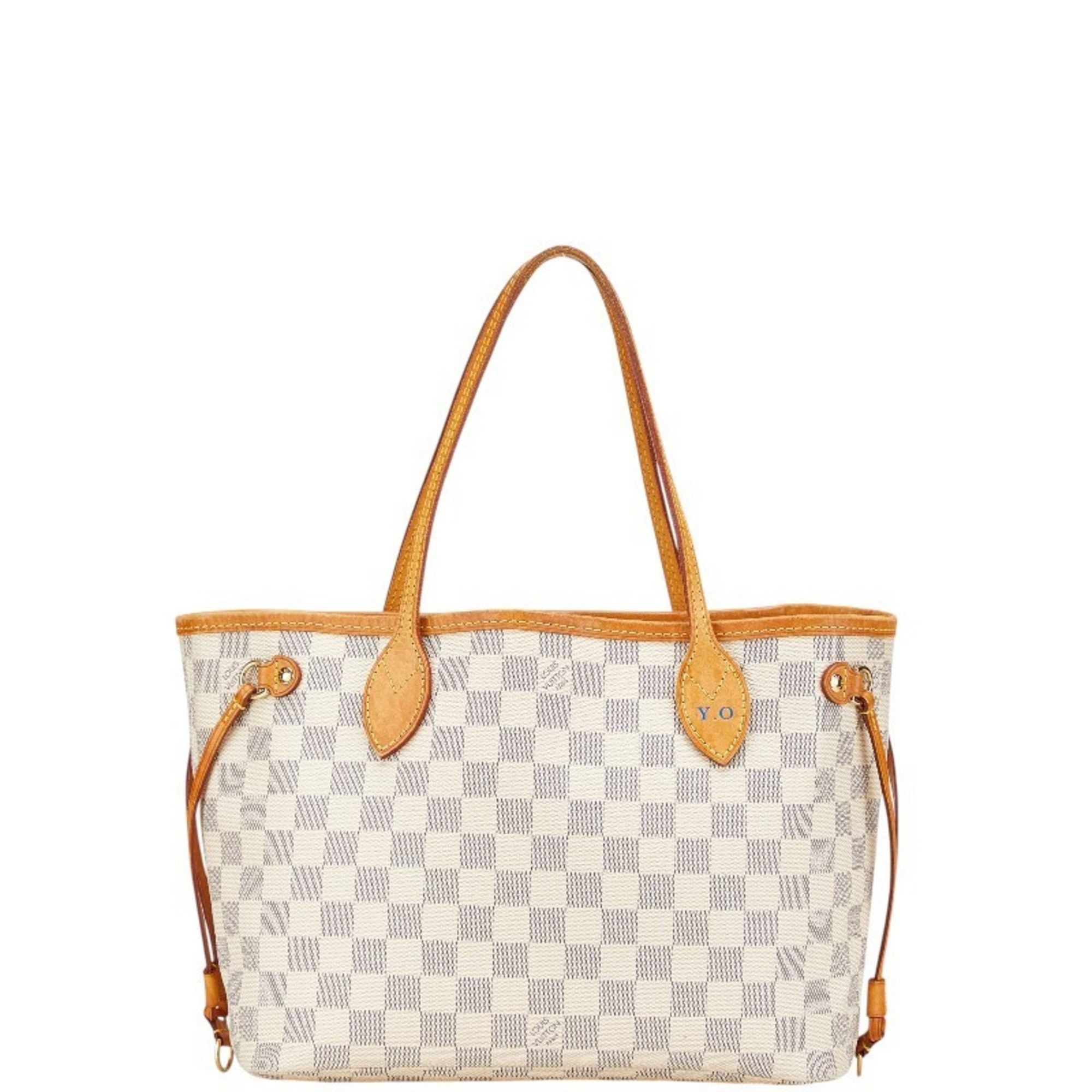 Louis Vuitton Damier Azur Neverfull Pm Tote Bag Shoulder N51110 White Pvc Leather Women's Louis Vuitton