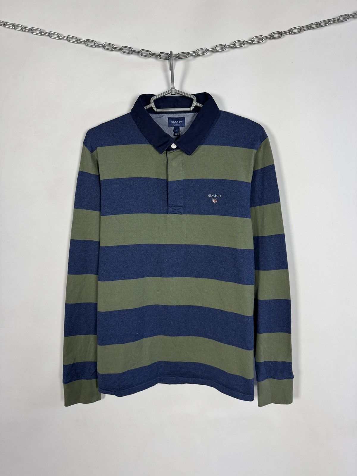 Gant GANT Polo Long Sleeve Striped Rugby Shirt Made in India Sz L Size US L / EU 52-54 / 3 - 1 Thumbnail
